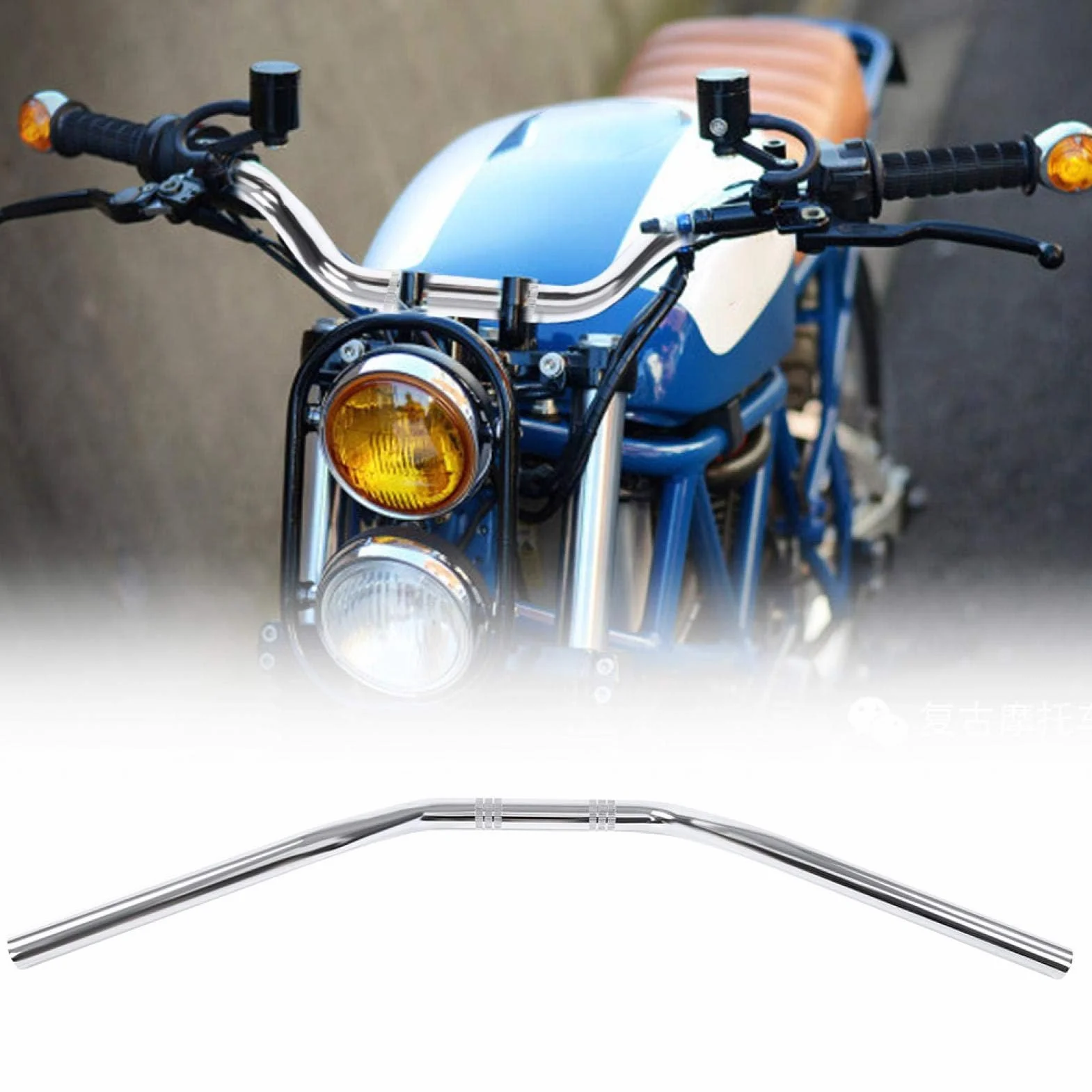 Kierownica motocykla, uniwersalna kierownica motocykla 7/8 "22 mm Drag Bar, wysoki uchwyt Tracker ze stali (chrom)