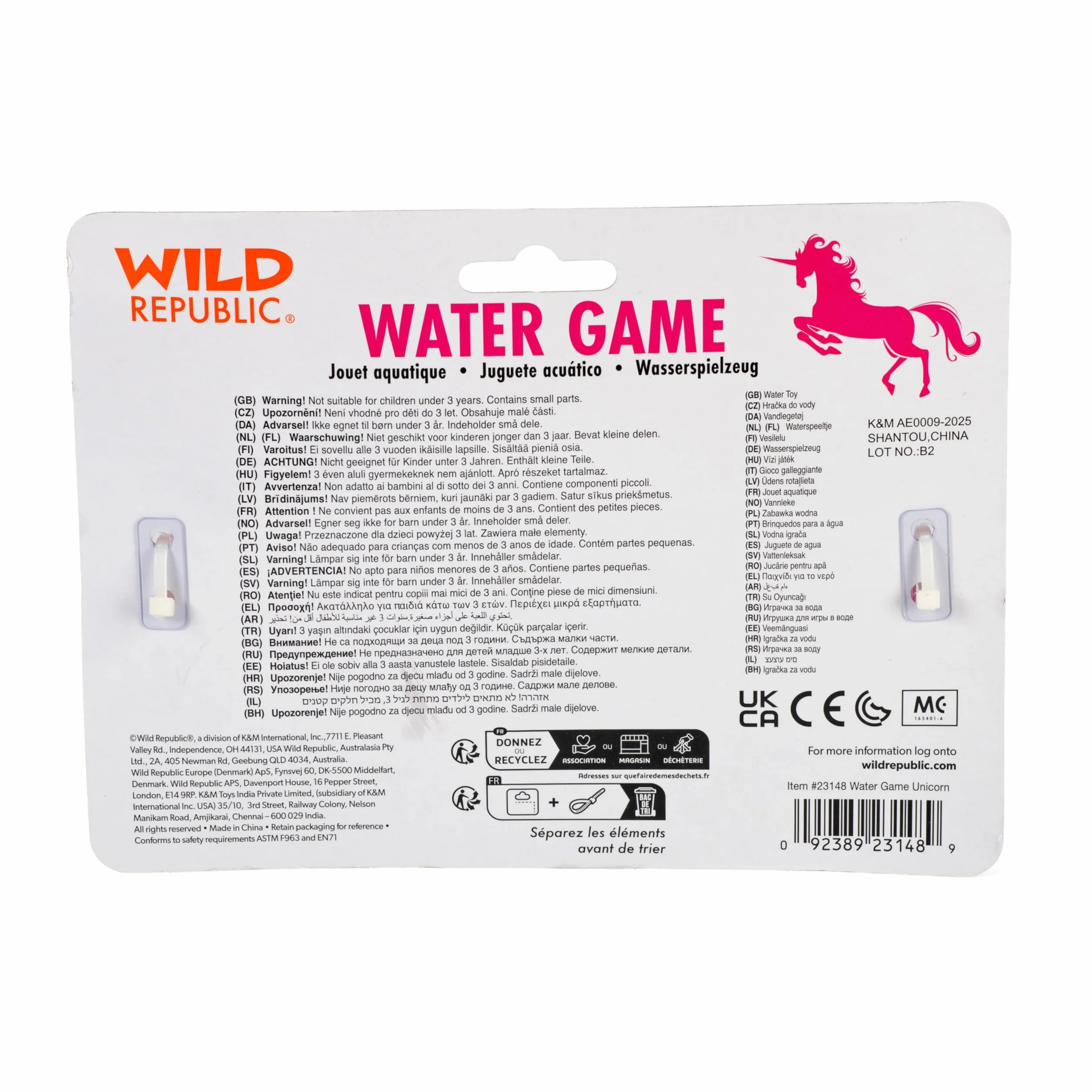 Wild Republic 23148 Gry wodne sensoryczne, prezenty dla dzieci, zabawki ręczne, upominki na imprezę jednorożca, różowy