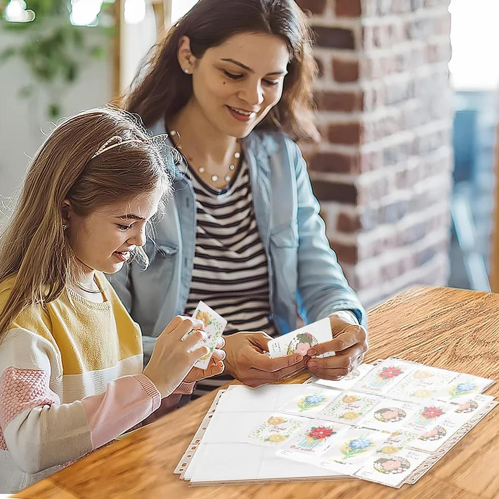 OSDUE Etui na karty kolekcjonerskie, 540 dwustronnych stron na karty, 30 arkuszy kieszonkowych ochraniaczy stron, 11 otworów, pasuje do segregatora A4, 2, 3, 4 pierścieni, do MTG, piłki nożnej