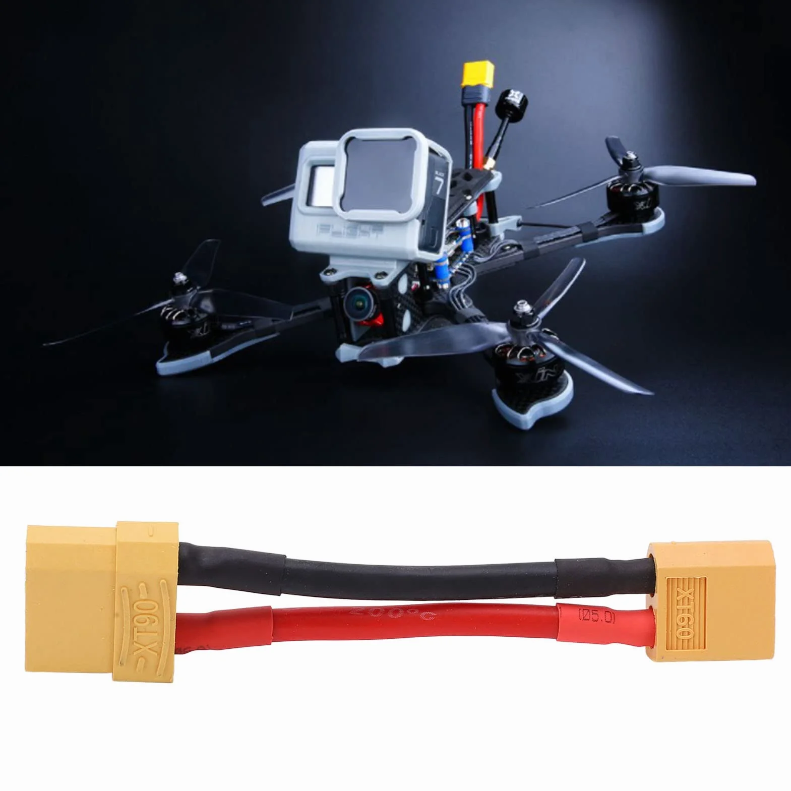 XT60 Męski na XT90 żeński Kabel, 12AWG XT60 Męski na XT90 żeński Przewód Adaptera do Podłączenia Akumulatora i ESC dla Modelu Samochodu RC, Modelu Samolotu, Modelu Statku