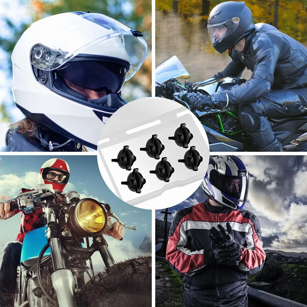 Śruby do kasku motocyklowego, śruby wizjera kasku motocyklowego, odłączane do kasków motocrossowych, śruby do kasku wyścigowego, akcesoria do przyłbicy kasku, z plastikowym pudełkiem, czarny, 6 sztuk