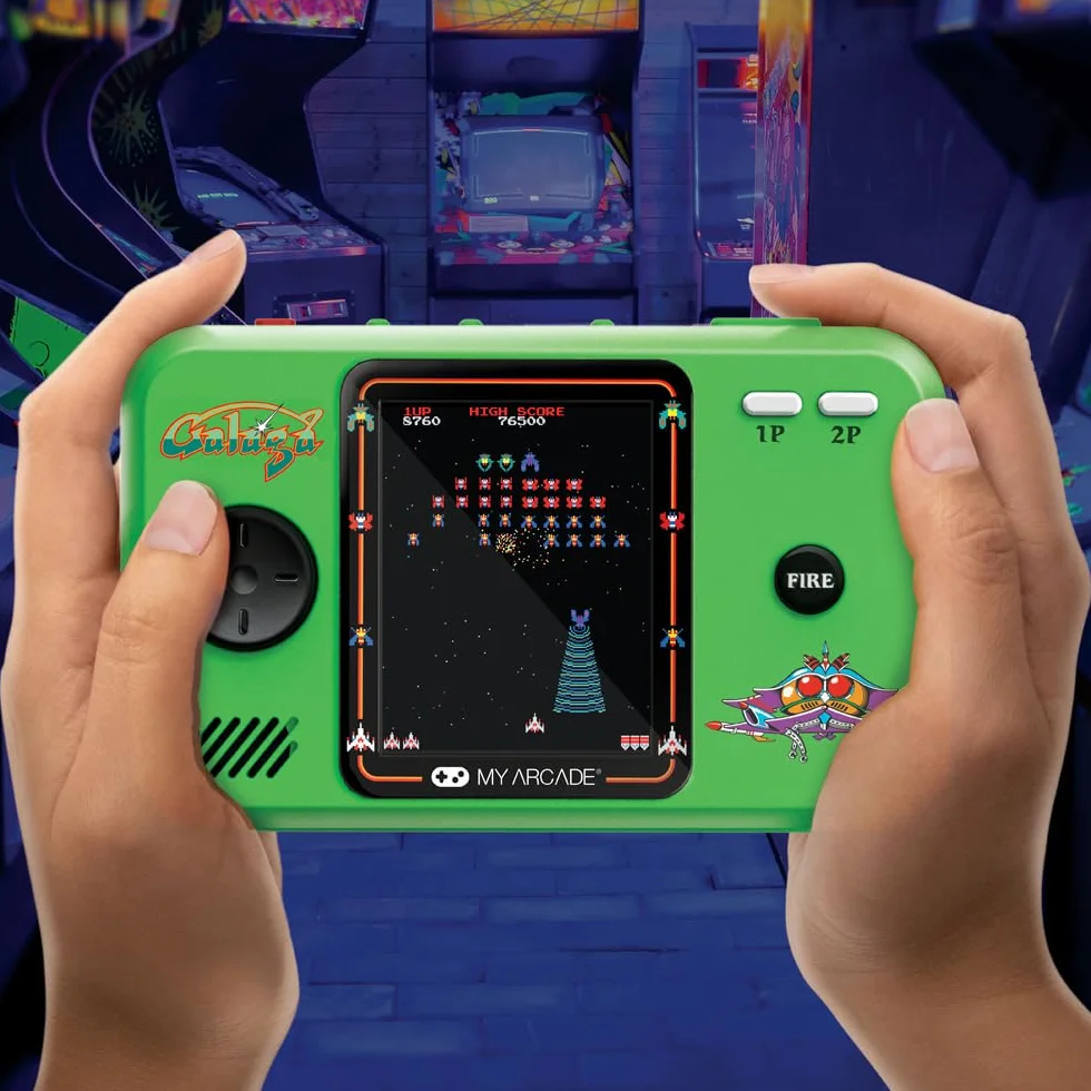My Arcade Pakiet Pocket Player Galaga: oficjalnie licencjonowana, przenośna konsola do gier, etui podróżne, osłona ekranu w zestawie