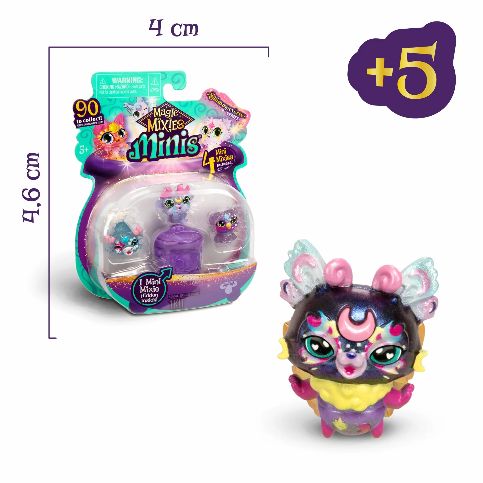 Magic Mixies - 4 Figurki Magic Minis, 90 Mikserów Podzielonych Na 5 Zestawów Kolekcjonerskich o Magicznych Umiejętnościach, 3 Lata+, Popularne, Rzadkie i Bardzo Rzadkie, Słynne