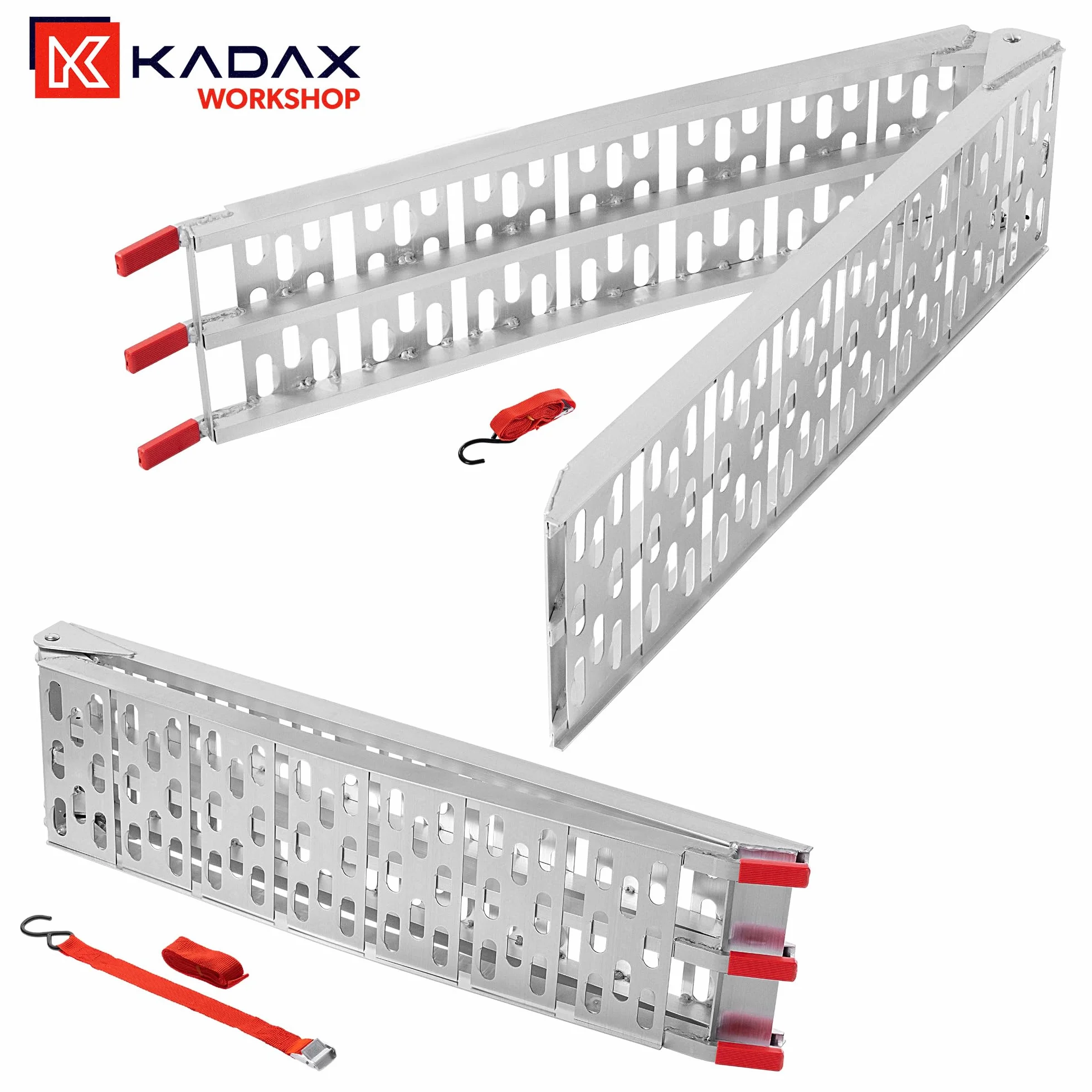 KADAX Składane rampy najazdowe aluminiowe 680 kg 2 sztuki do przyczep motocykli quadów kosiarek