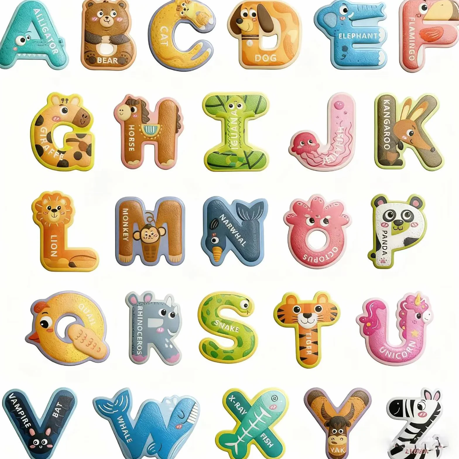 Litery magnetyczne dla dzieci 26 dużych magnesów ABC lodówka ze zwierzętami alfabetu zabawki edukacyjne przedszkole litery magnetyczne wielkie litery magnetyczne zwierzęta dzieci nauka gry