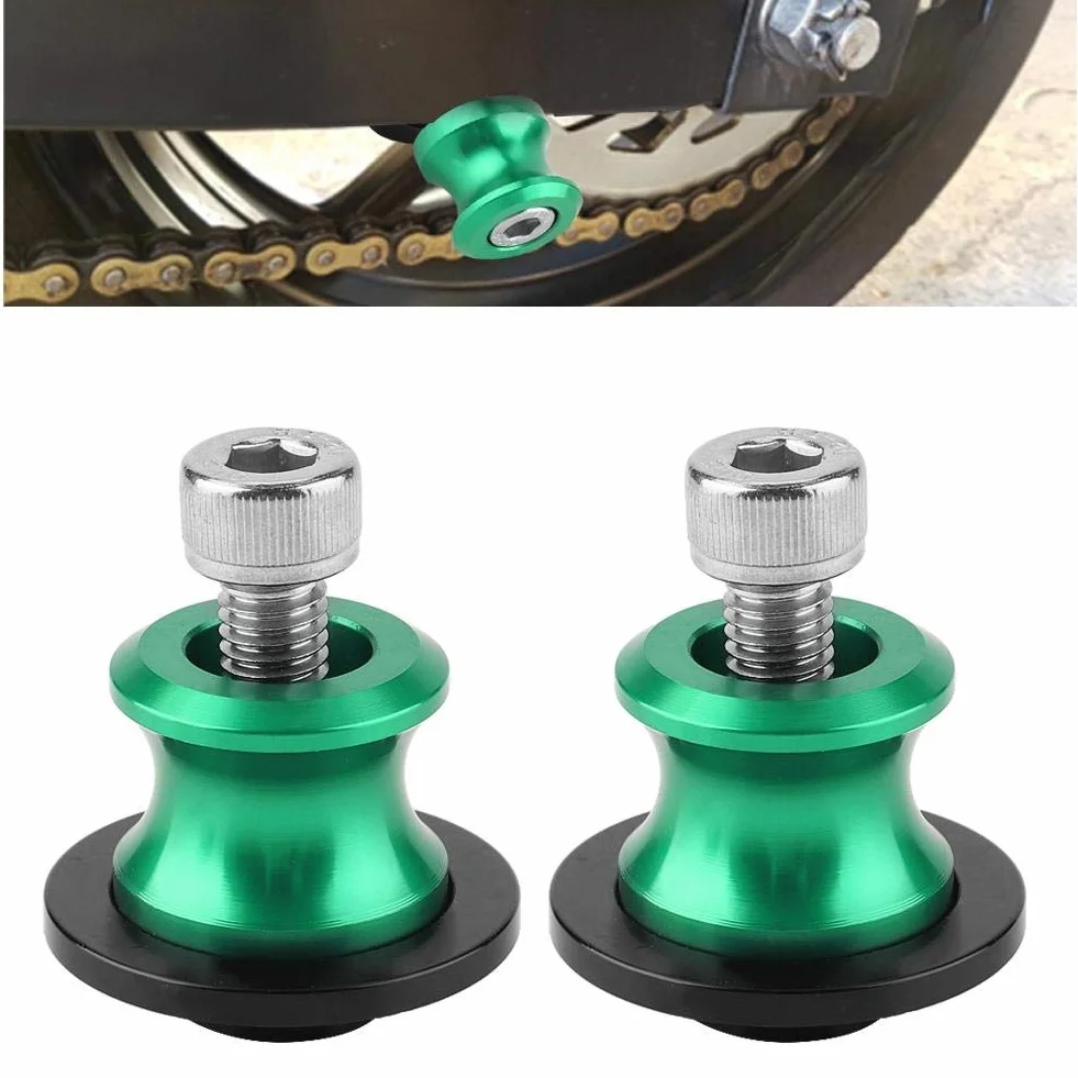 Motocykl CNC Tylny Stojak Wahacz Szpule 8mm 2 szt. Zielony