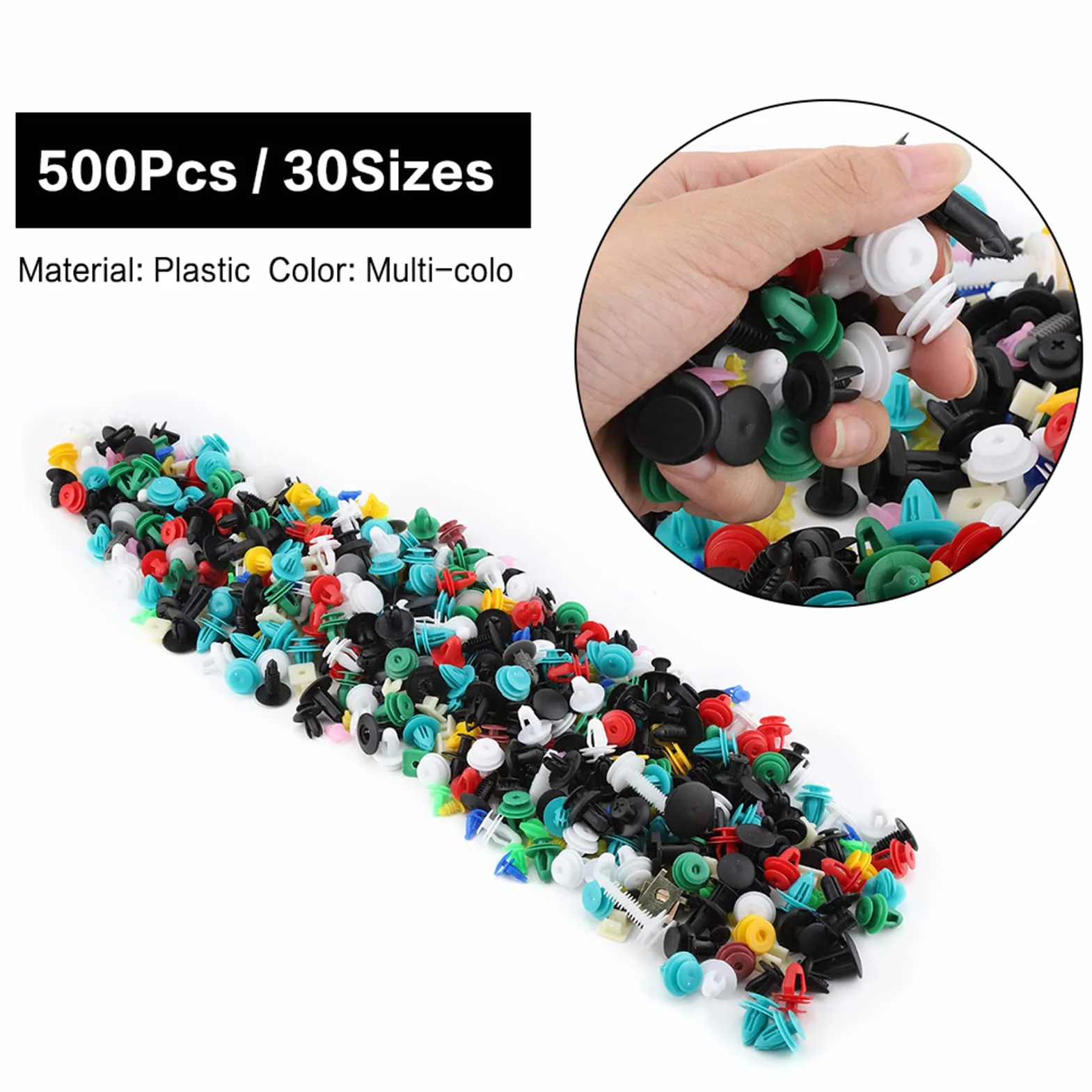 500 szt. 30 Rozmiarów Plastikowe Klipsy Ustalające Samochodu, Różne Plastikowe Klipsy do Tapicerki Drzwi Samochodu ZderzakMocujący Zestaw Nitów Push Pin Kit