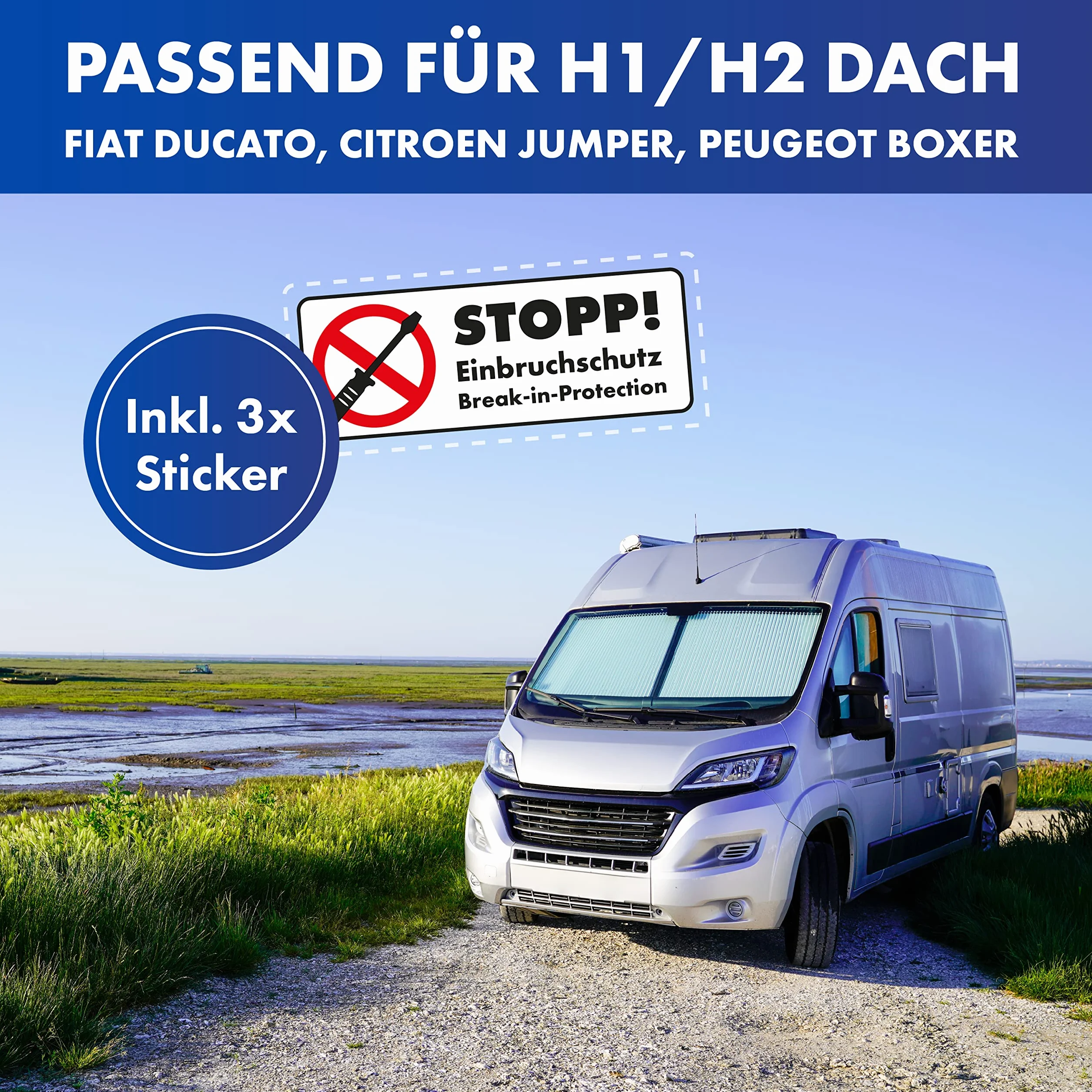 Blokada drzwi tylnych LAINFELD | zabezpieczenie antywłamaniowe drzwi tylnych H1/H2 dach dla np. FIAT Ducato, Citroen Jumper | akcesoria kempingowe kamper | blokada drzwi