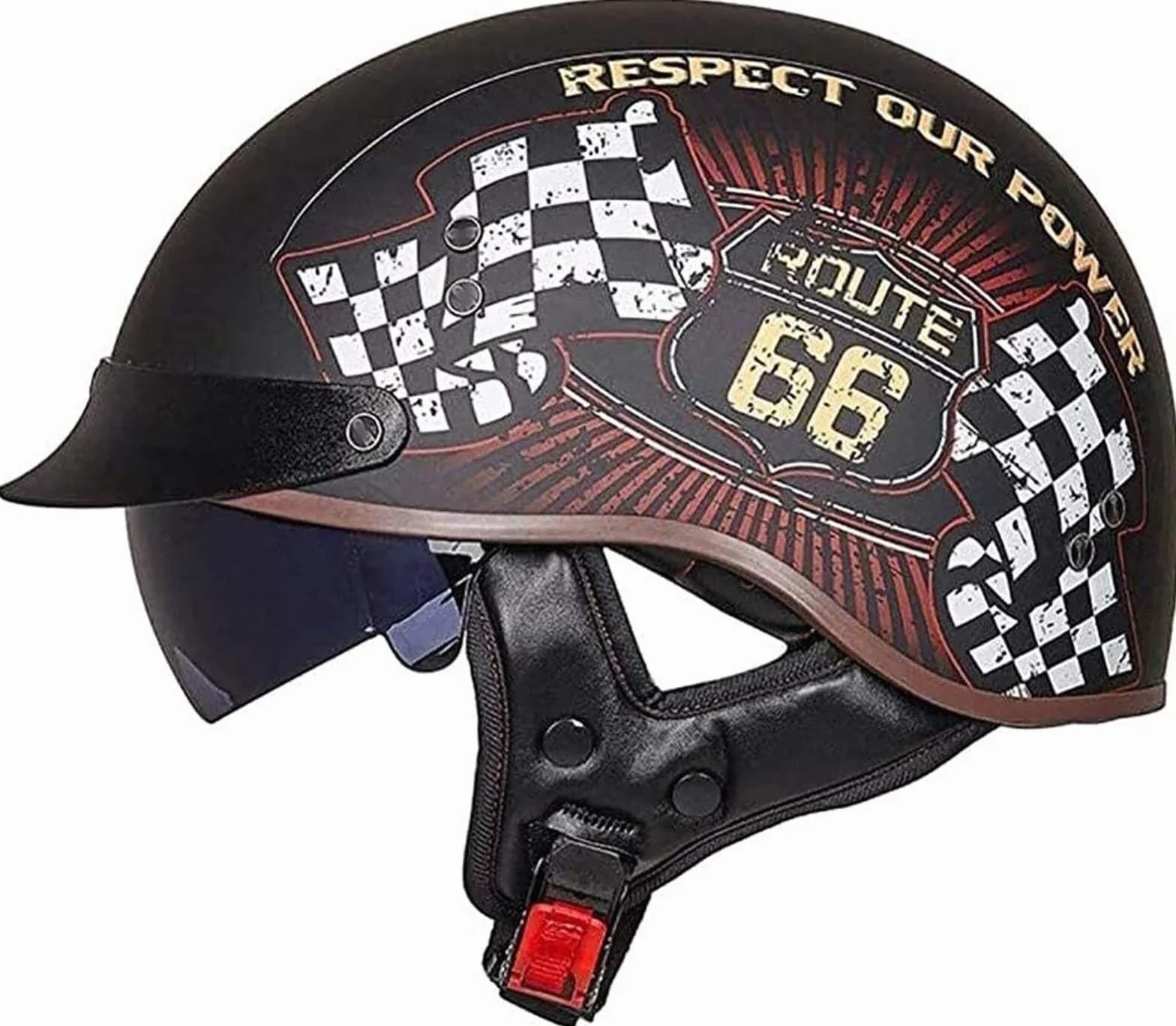 Vintage niemiecki kask motocyklowy pół kask motocyklowy zatwierdzony przez ECEDOT dla dorosłych mężczyzn kobiety Retro kask otwarty z wizjerem do skutera rowerowego Cruiser