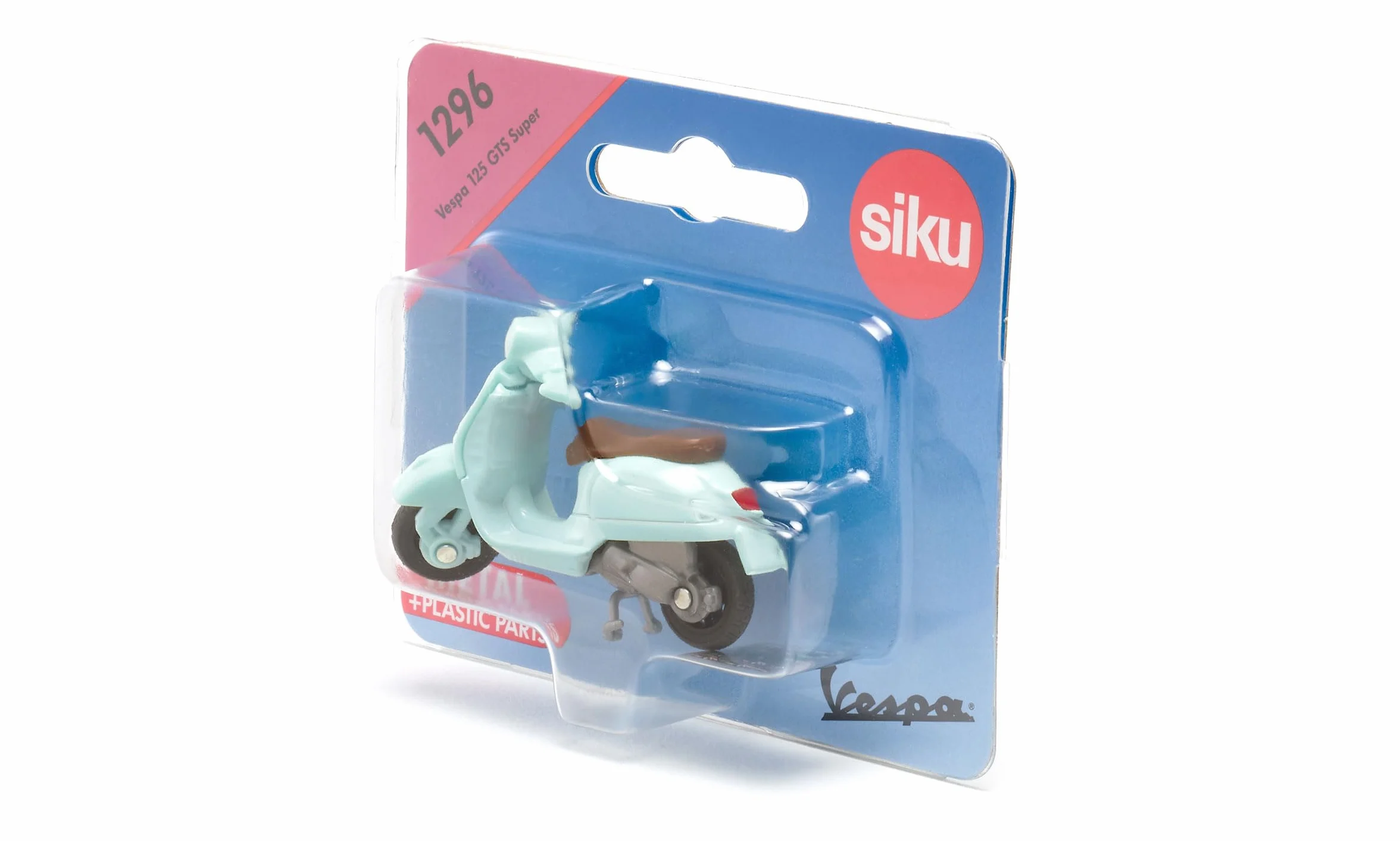 siku 1296, Vespa 125 GTS Super, Zabawkowy skuter, Metal/Tworzywo sztuczne, Mint, Gumowane opony, Ruchoma kierownica i podpórka