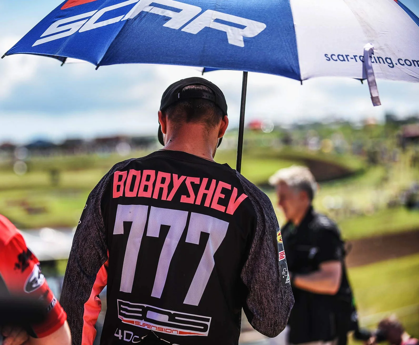 Parasol motocyklowy Cross Replica Team MX GP SX Supercross Enduro Supermotard Niebieski Biały Czerwony Grand
