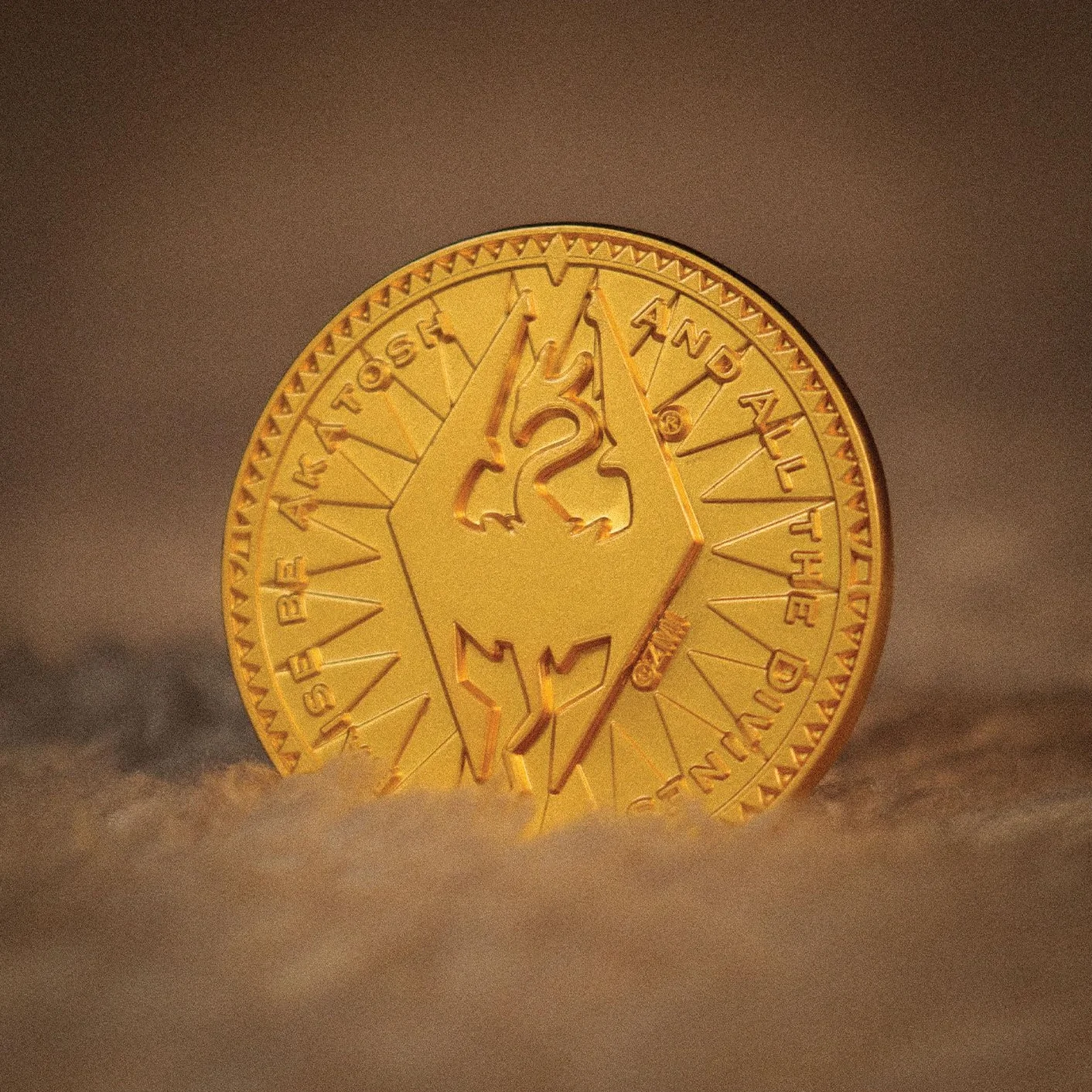 FaNaTtik The Elder Scrolls Collectors Replika Monety Septim – Specjalna Edycja Misty Gold, Indywidualnie Numerowana Sztuka, Oficjalny Produkt Skyrim (38mm)