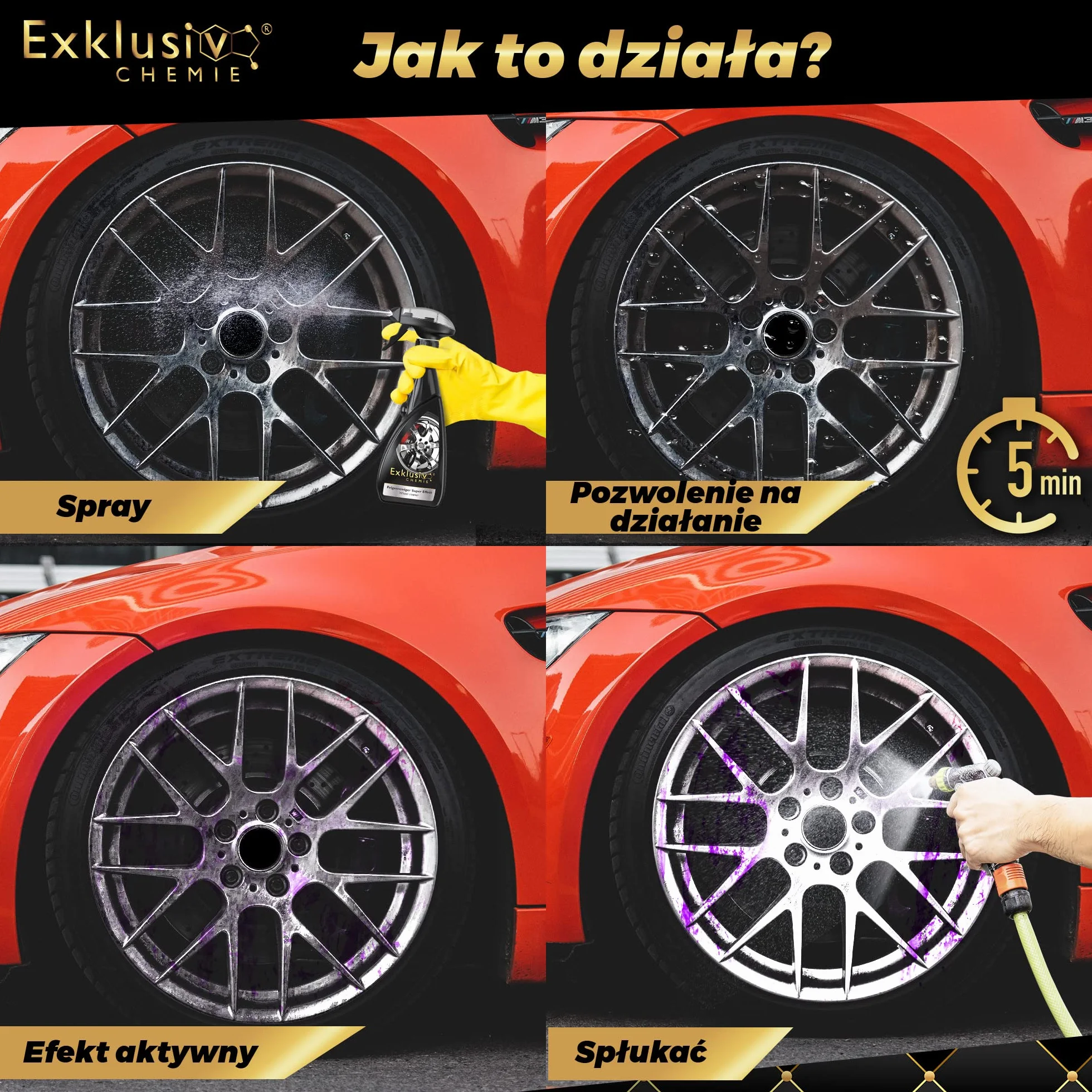 Exklusiv Chemie® Środek do czyszczenia felg, bezkwasowy i alkaliczny, samoczynny