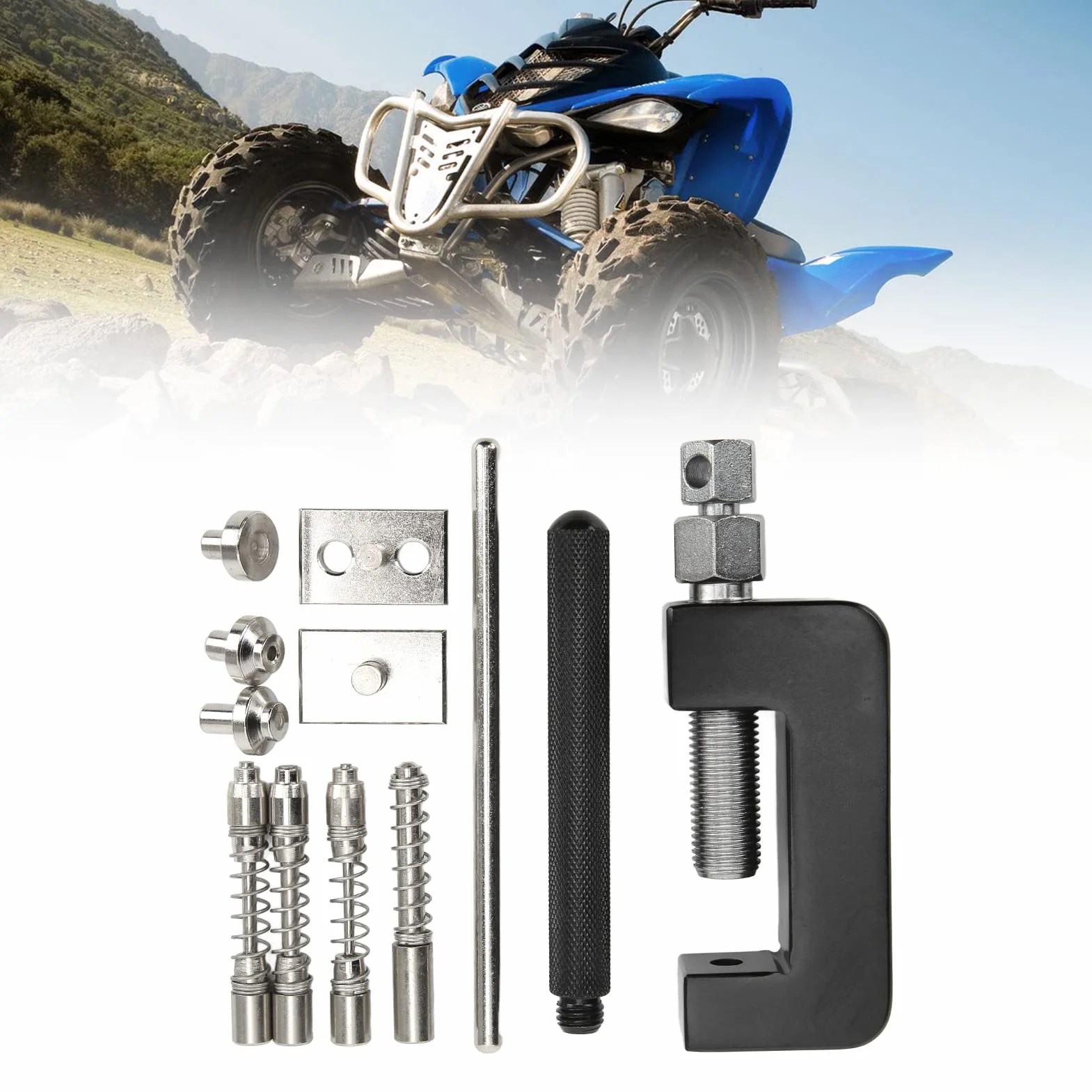 Łamacz łańcucha, Zestaw Narzędzi do Nitowania łańcucha, 12 szt. Uniwersalny Przecinak do łańcucha Motocyklowego Zestaw Narzędzi do Nitowania ze Schowkiem do ATV Dirt Bike