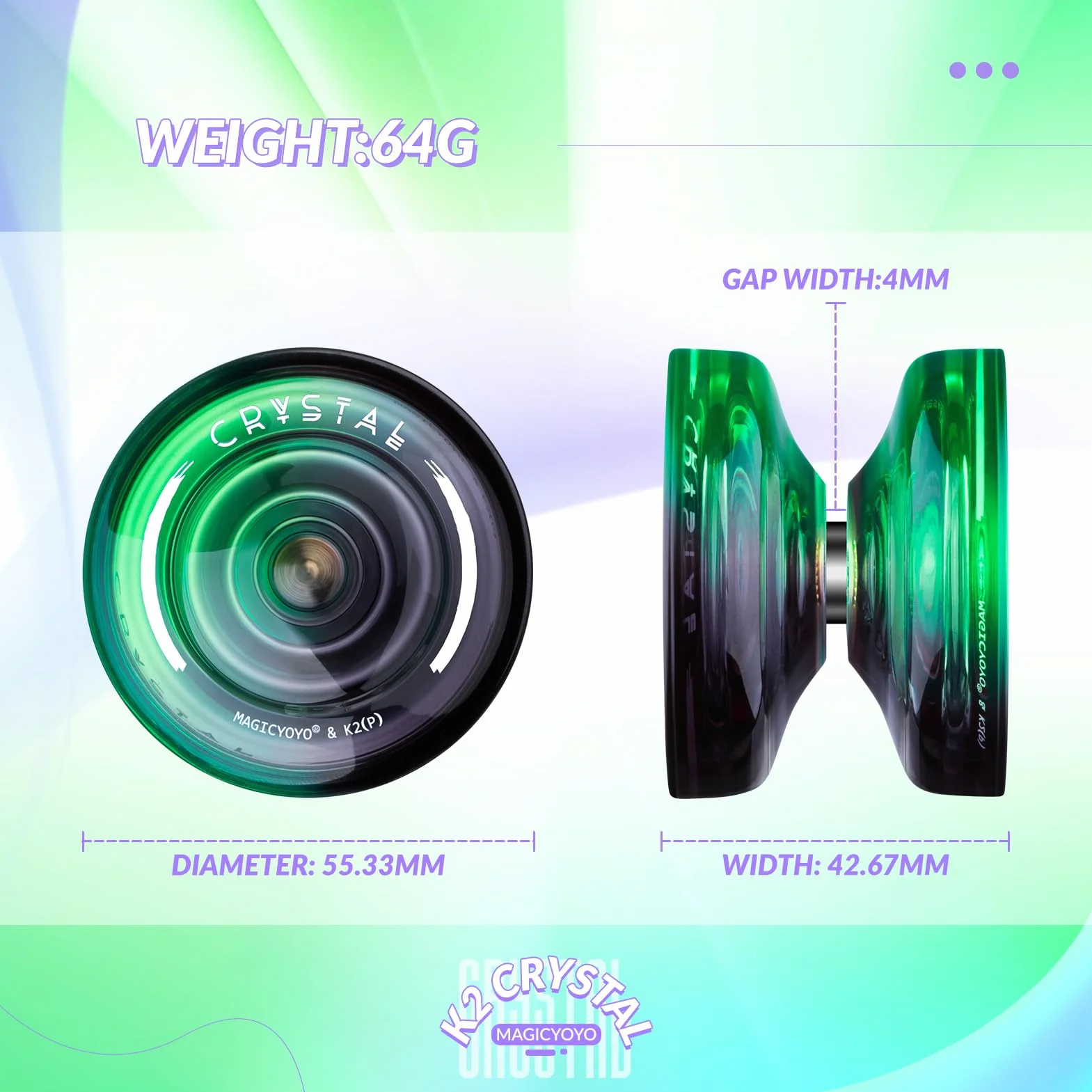 MAGICYOYO Crystal Yoyo K2 dla dzieci, responsywna i niereagująca piłka do yoyo, magiczna sztuczka jo-jo dla początkujących i dorosłych, dwufunkcyjne jo-jo z 12 strunami, etui, zestaw akcesoriów
