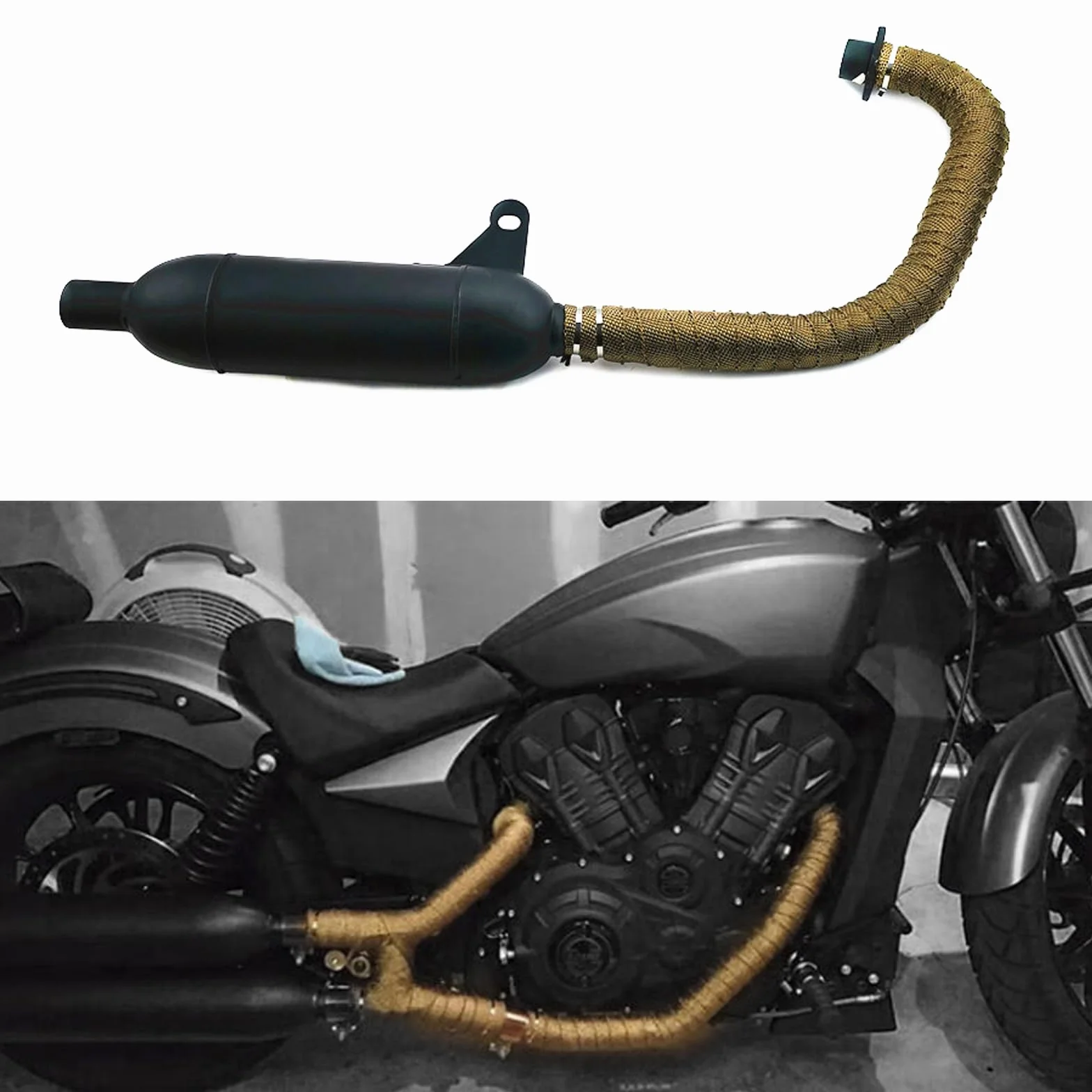 Taśma chroniąca przed wysoką temperaturą z włókna bazaltowego 6 m, żółta, do kolektorów motocyklowych