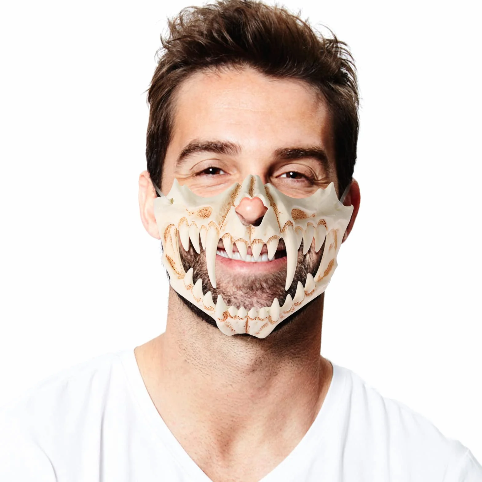 Halloween Japońska Maska, Maska Czaszki, Maska Tygrysa, Pół Twarzy Szkielet Maska, UNOLIGA Halloween Straszna Maska dla Dorosłych Dzieci, Maska Halloween Horror