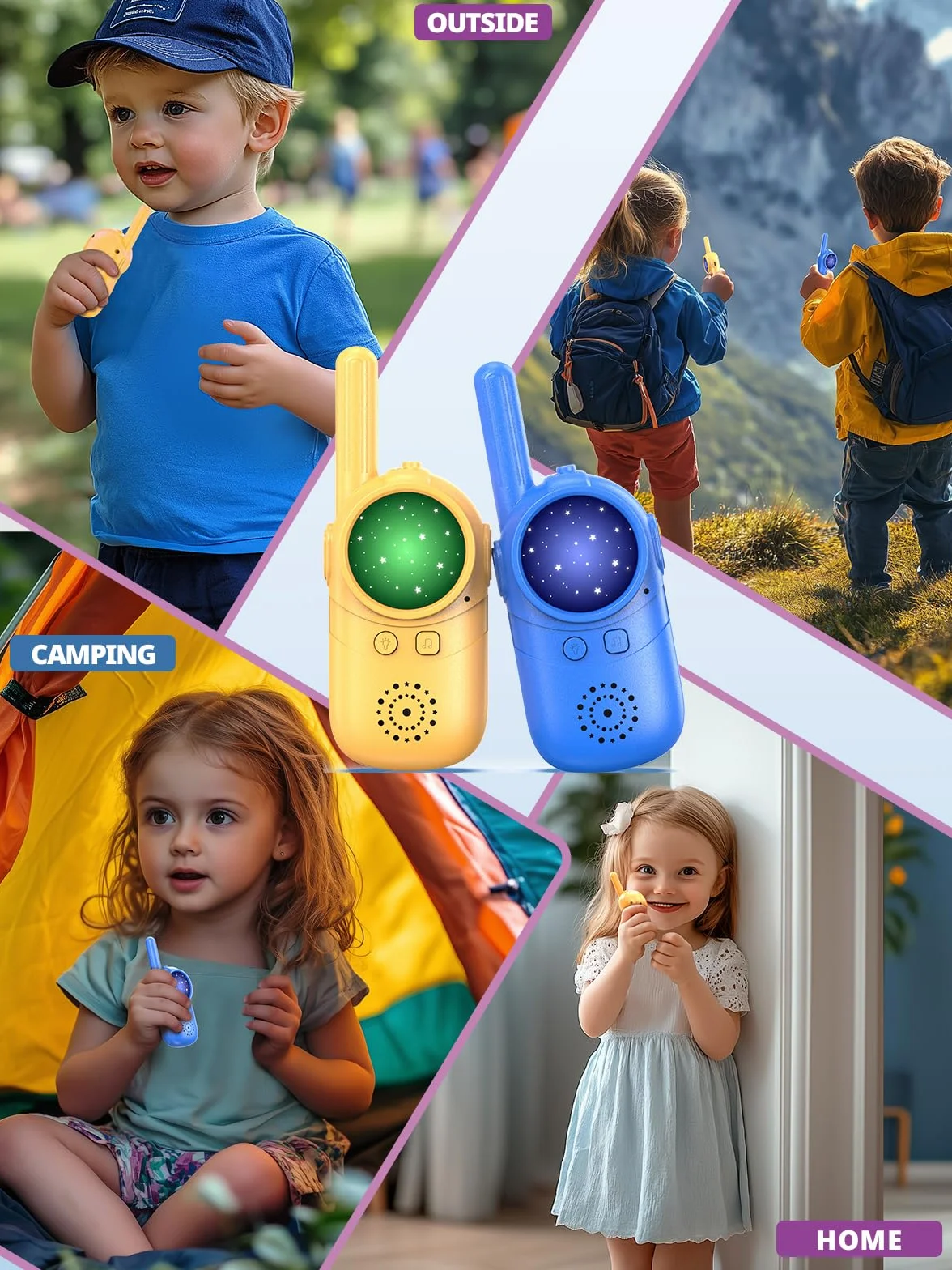 Inspireyes Walkies Talkie dla dzieci, prezenty dla 3-, 4, 5-letniej dziewczynki, 2 opakowania prezentów świątecznych dla chłopców w wieku 3, 4, 5, 6-8 lat, zabawki dla małych dzieci, do gier wewnątrz