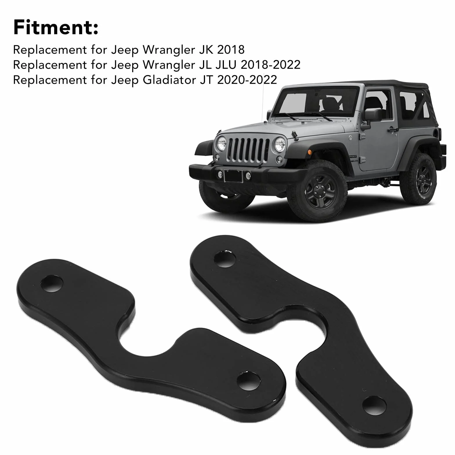 Zestaw naprawczy zaczepów przeciwsłonecznych, zestaw naprawczy zaczep do osłony przeciwsłonecznej ze stopu aluminium czarny anodowany zamiennik dla Jeep Wrangler JK JL JLU
