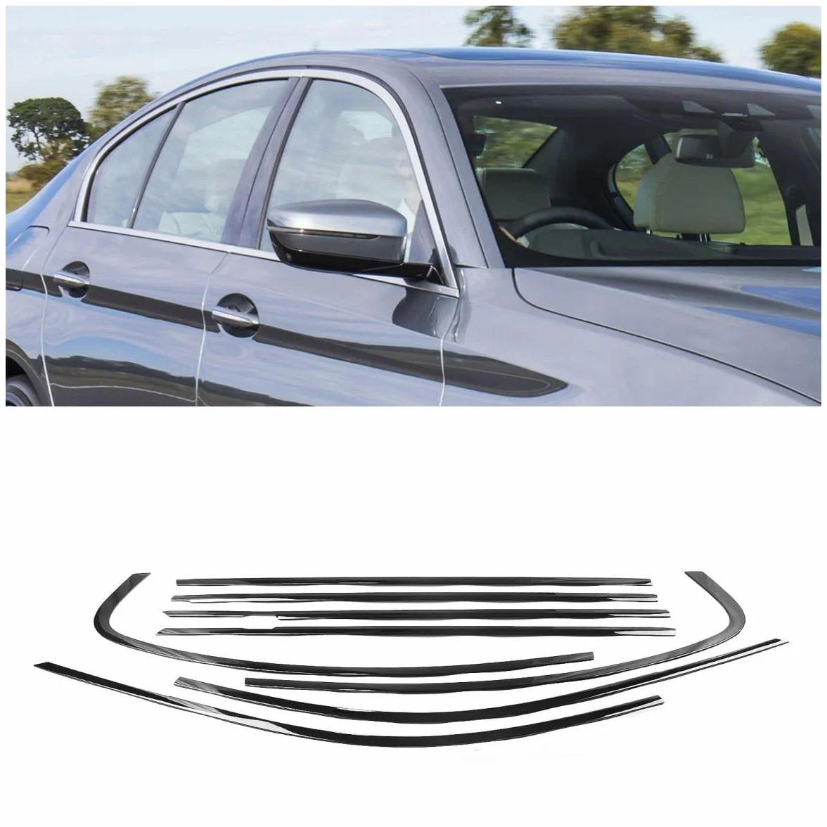 Pasek uszczelniający do BMW serii 5 G30 2018-2023 chromowany czarny