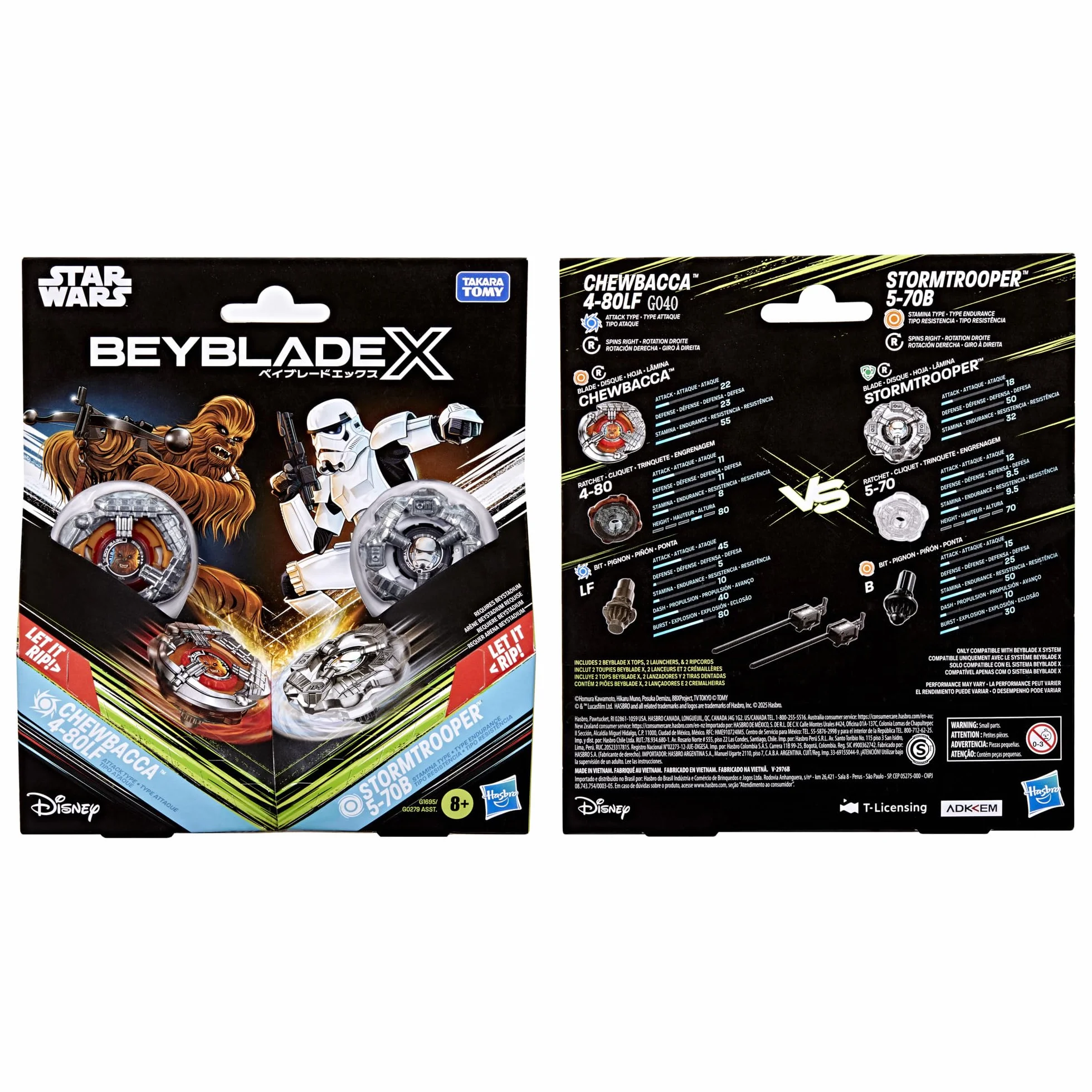 Beyblade X i Gwiezdne wojny Collab, Chewbacca 4-80LF kontra Stormtrooper 5-70B