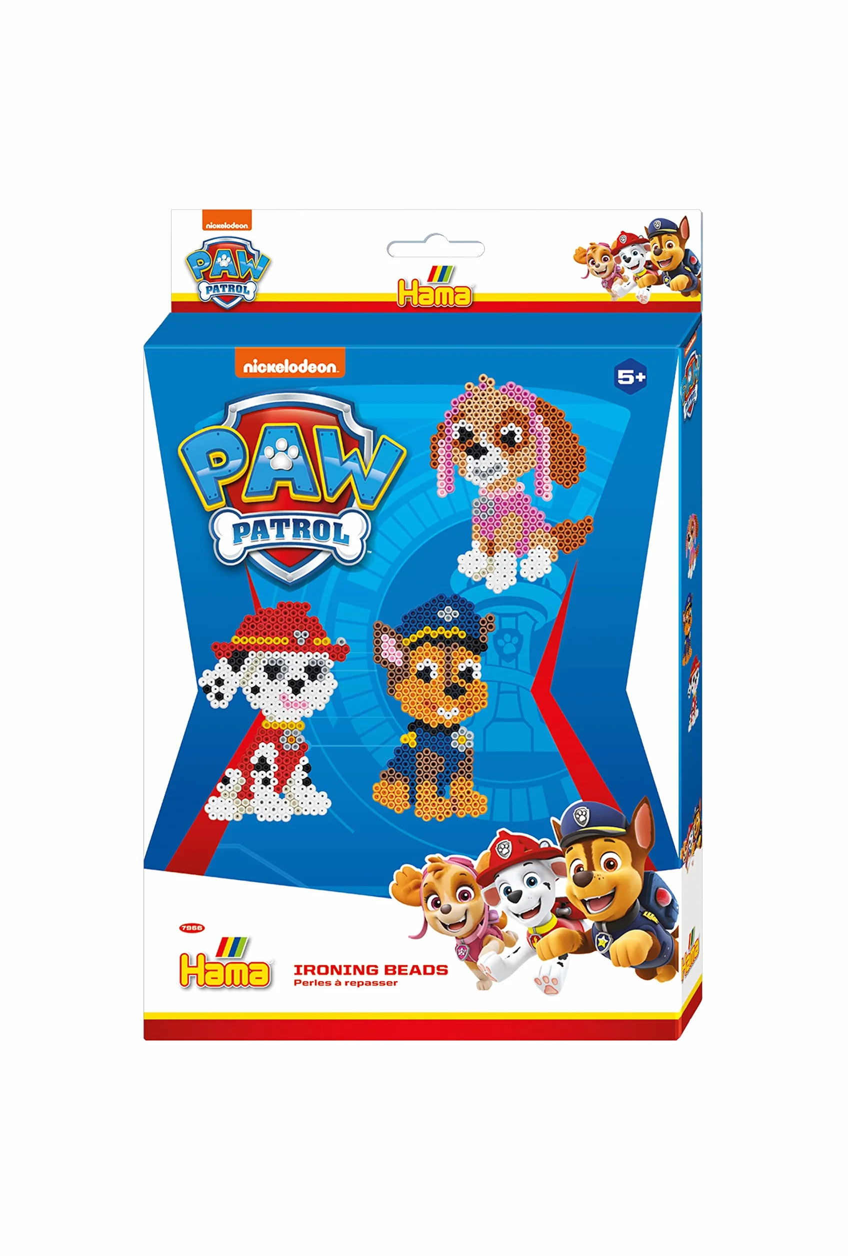 Hama Beads 7966 Koraliki do Prasowania Paw Patrol, Mały Zestaw Prezentowy z ok. 2000 Koralików Midi, Średnica 5 mm, dla Dzieci od 5 Roku Życia