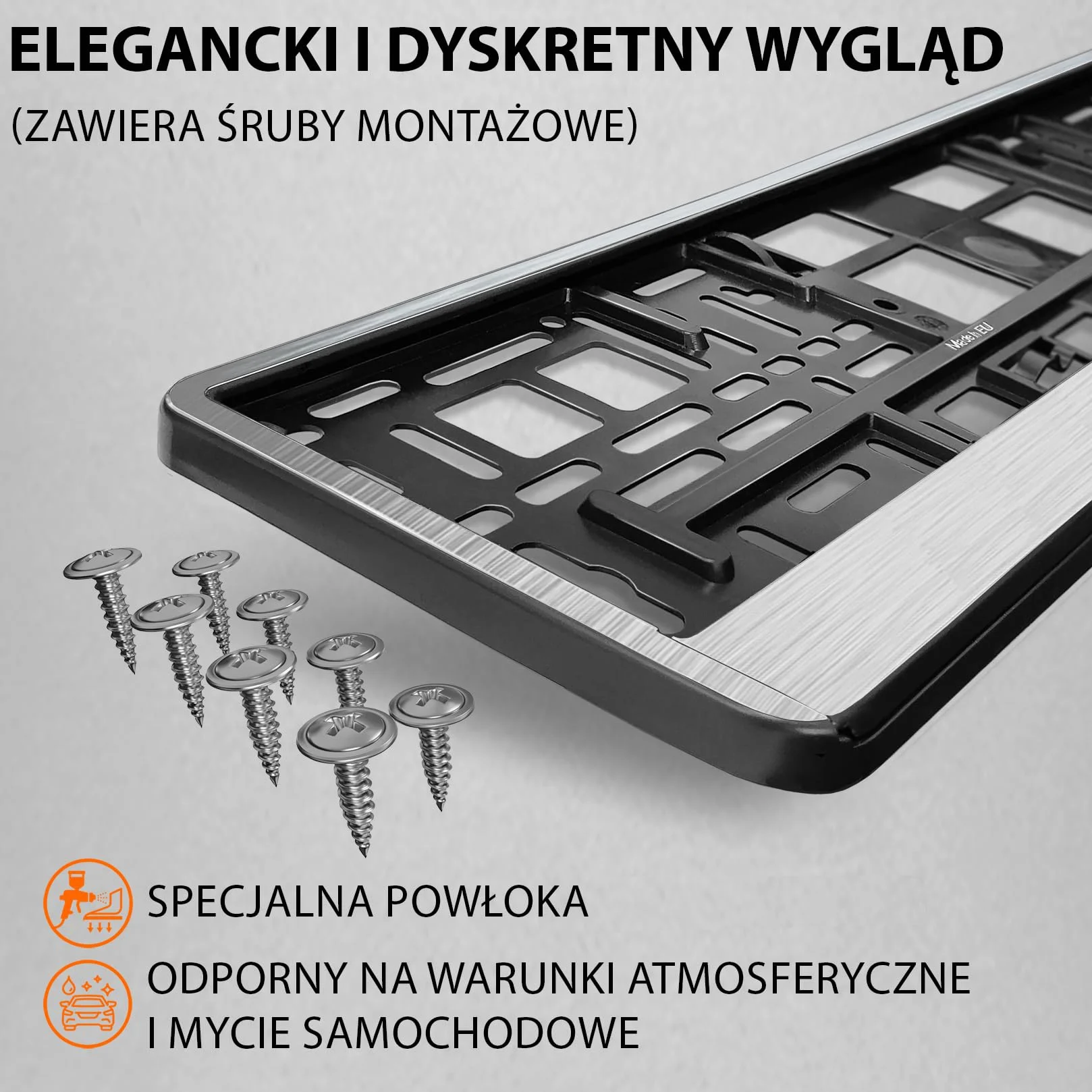 Uchwyt tablicy rejestracyjnej 520x110 mm chrom czesany 2 szt. Ramka do tablic rejestracyjnych