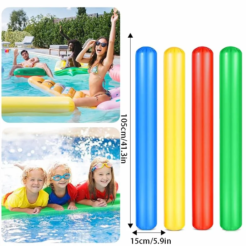 Zestaw 4 pompowanych noodli do basenu, dla dzieci i dorosłych, odpowiednie na plaże, parki wodne