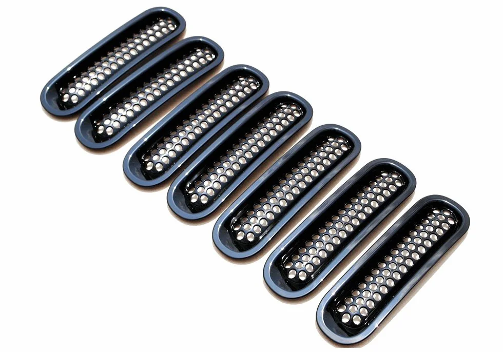 KATUR Czarny zestaw wkładek siatkowych z przodu do Jeep Wrangler JK 2007-2015