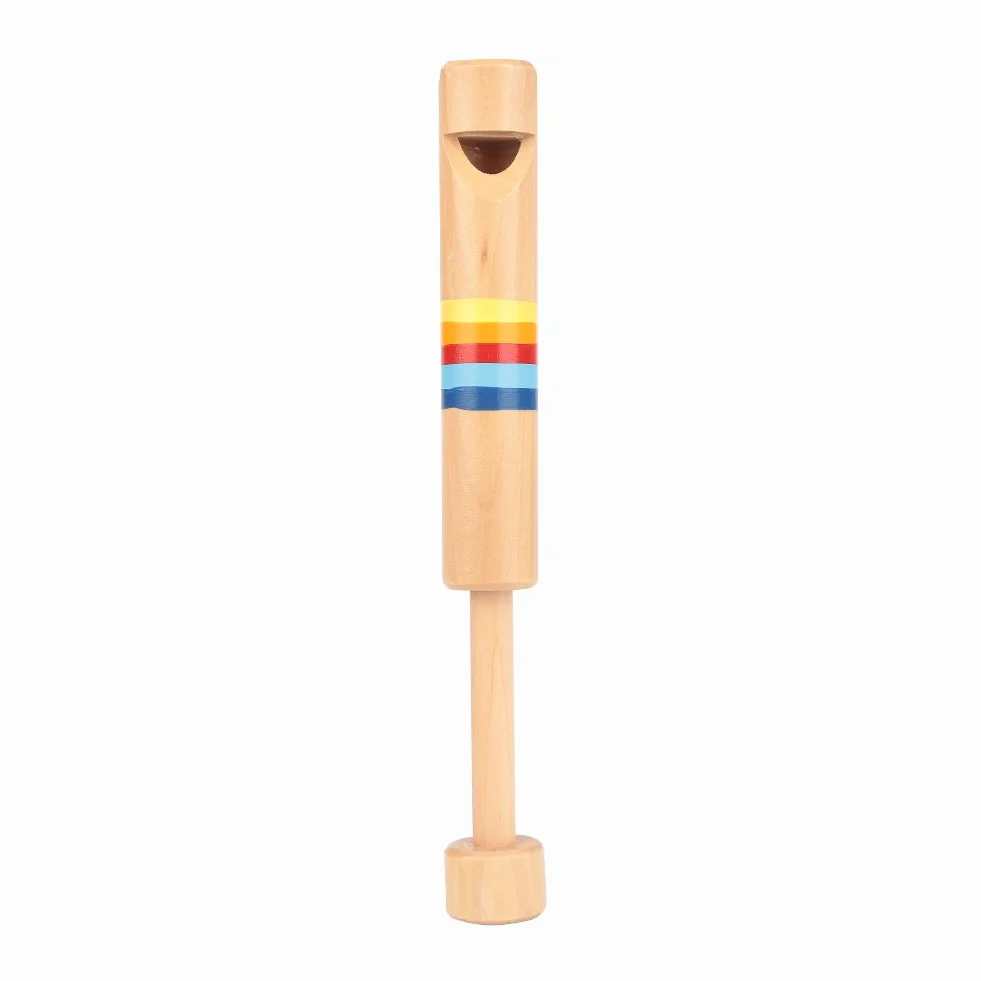 Dilwe Drewniany gwizdek, pchanie i wyciąganie drewno flet fipple Piccolo instrument muzyczny zabawka dla dzieci
