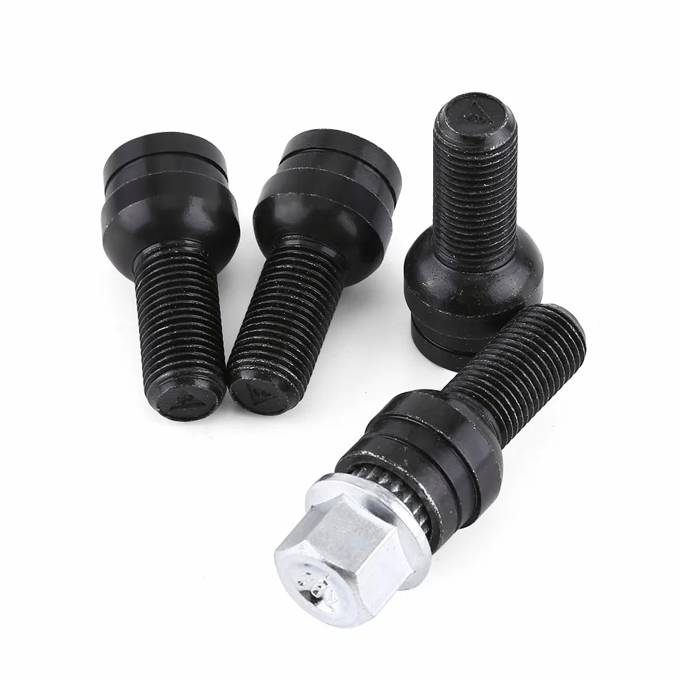 EBTOOLS do śrub kół vw bolt wheel, 4 1 x 1,5 mm stalowa śruba do koła i nakrętka zamka mocowana z kluczem