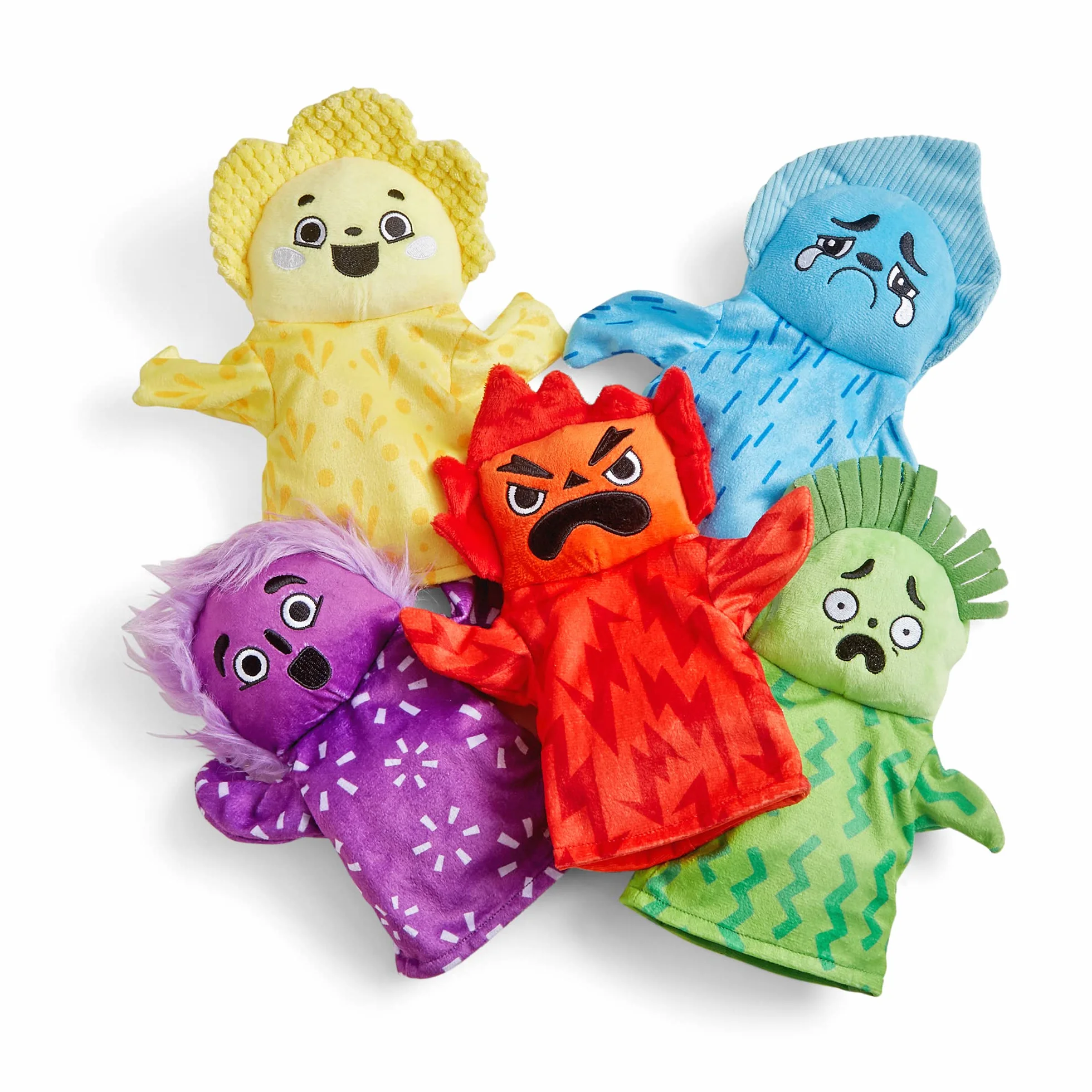 Learning Resources Zestaw Pacynek Feelings Family, Pacynki dla dzieci, Nauka o uczuciach, 5 pacynek wyrażających emocje, Radość, Smutek, Zaskoczenie, Złość i Strach