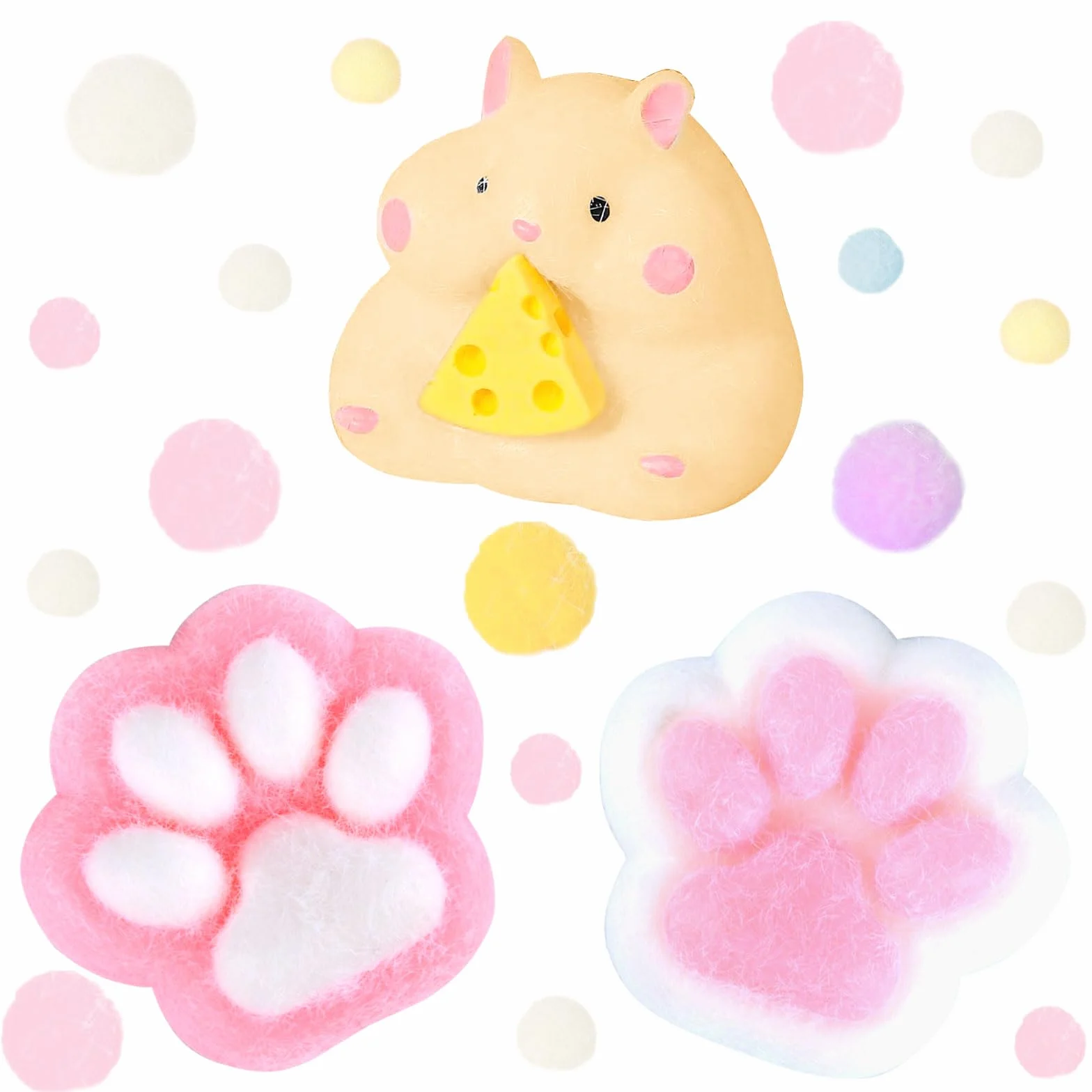 Zestaw 3 zabawek dla chomika, taba, squishy, dla dzieci i dorosłych, zestaw dla chomików lękowych, przenośny, taba, squishy, zestaw upominkowy