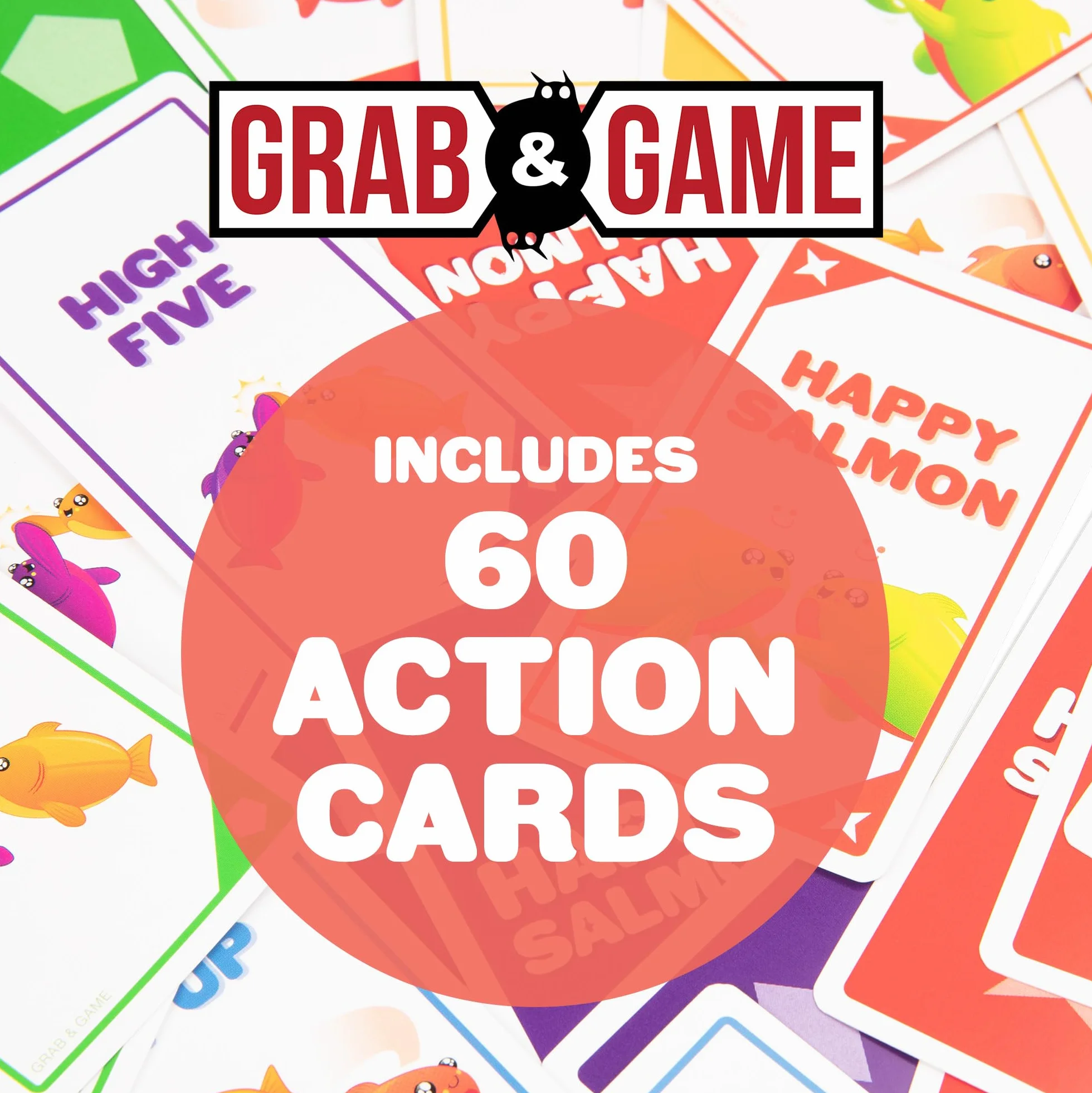 Exploding Kittens - Happy Salmon Grab & Game - Compact Travel-Sized Card Game for 3-5 Players, Ages 6+, 90 Second Rounds- Easy to Learn Quick Matching Card Game- Ideal for Parties, Family Game Night