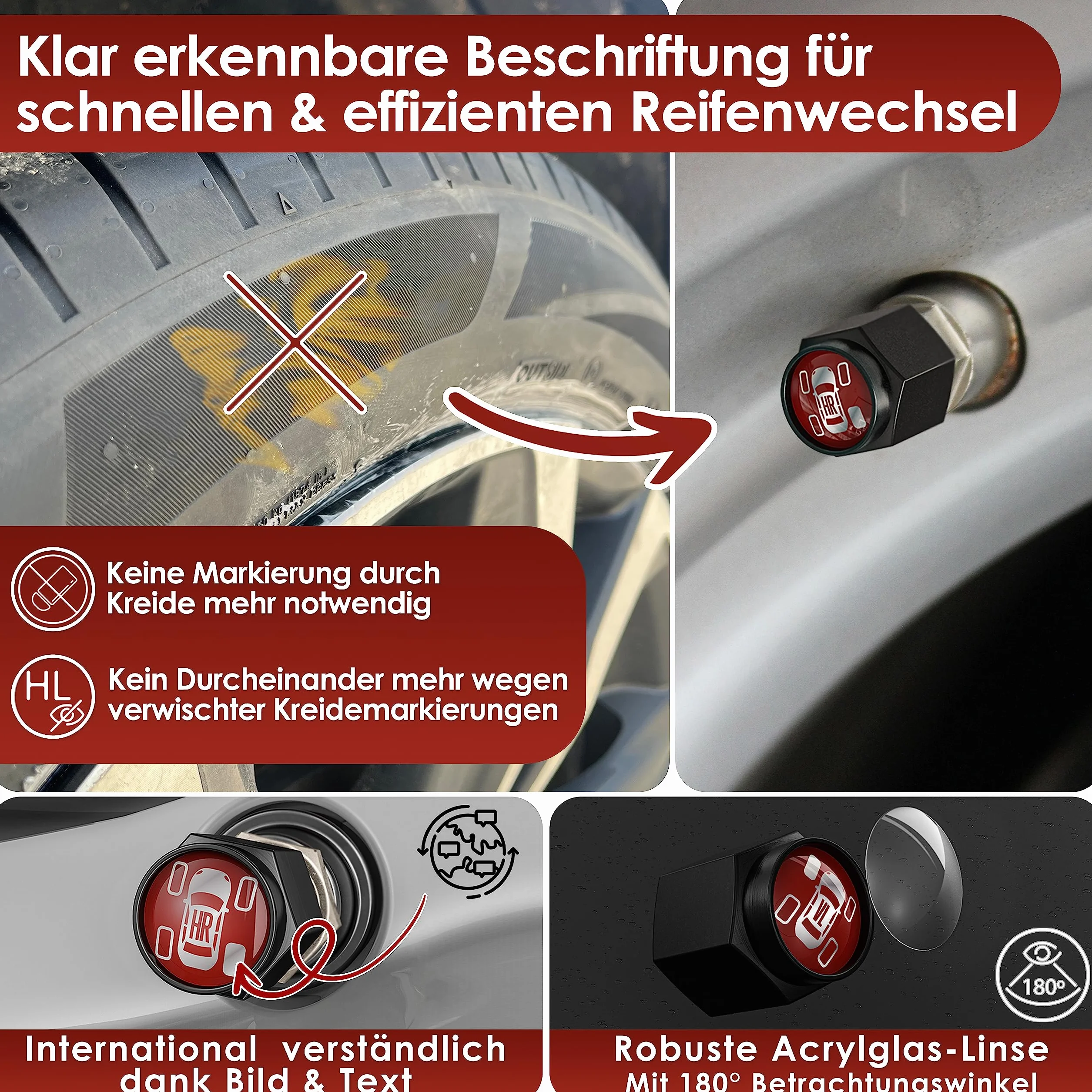WEIDEBACH® Sześciokątne Zaślepki Zaworów Opakowanie 10 Sztuk Antypoślizgowe
