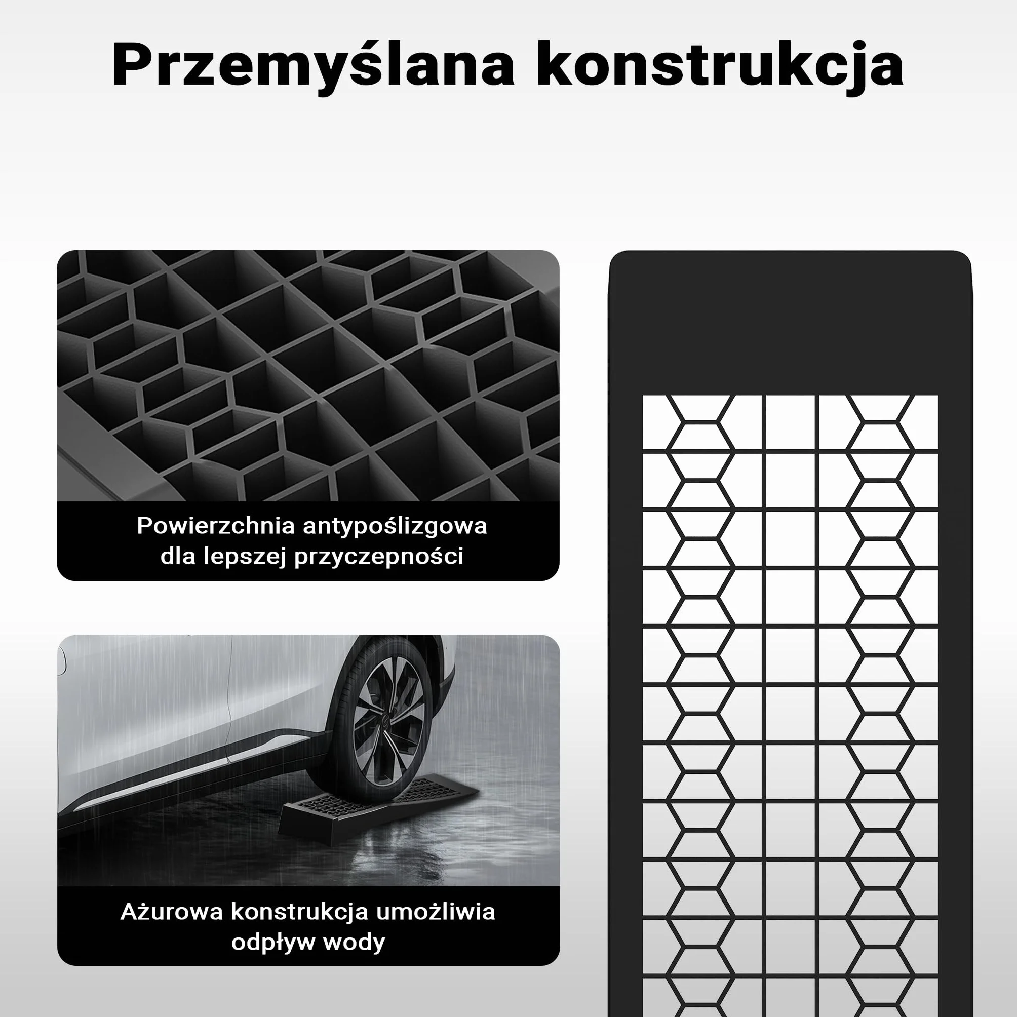 XPOtool Bardzo cienka rampa podjazdowa z tworzywa sztucznego 1 para 3t platforma do samochodu