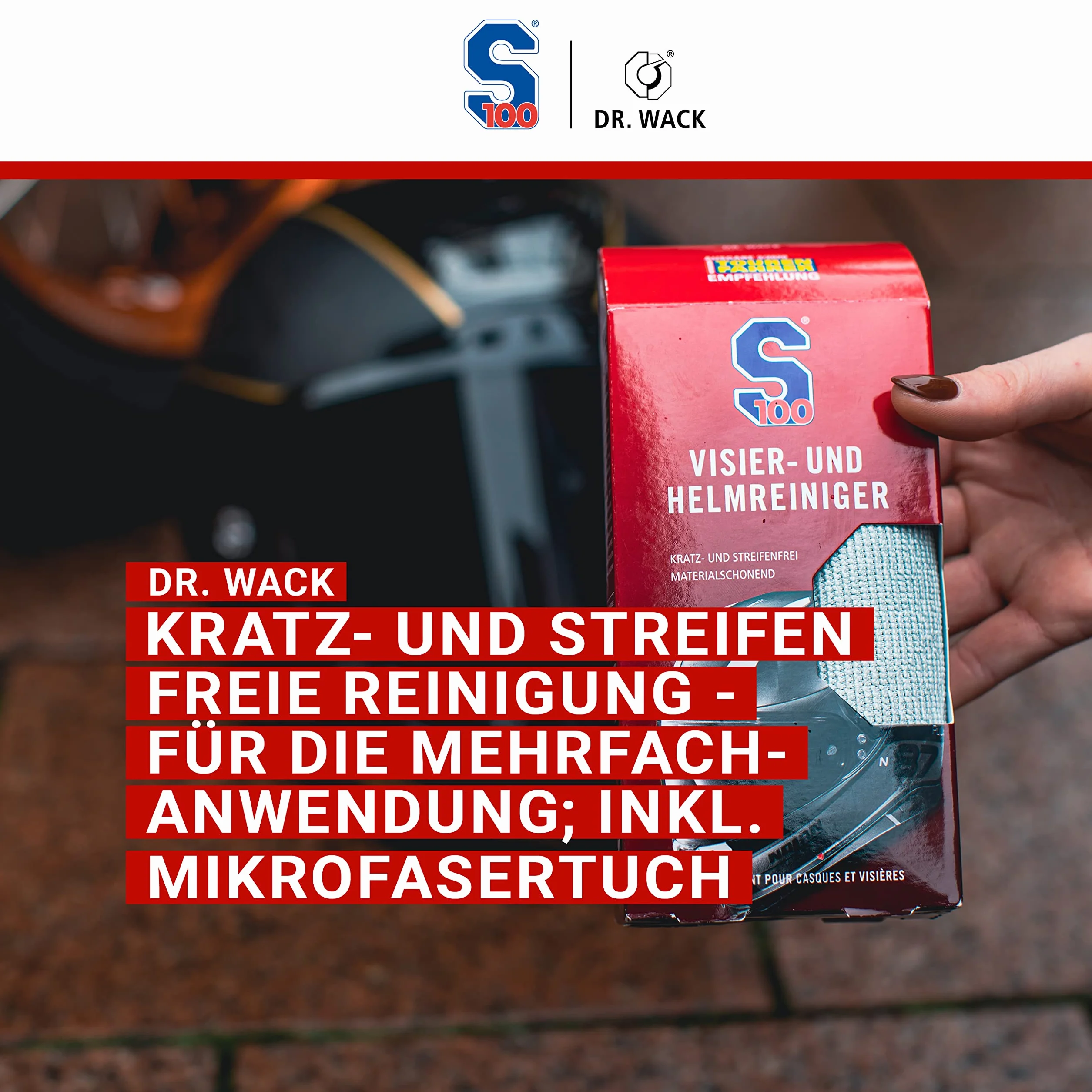 Dr. Wack S100 środek do czyszczenia wizjera i kasku 100 ml z mikrofibry