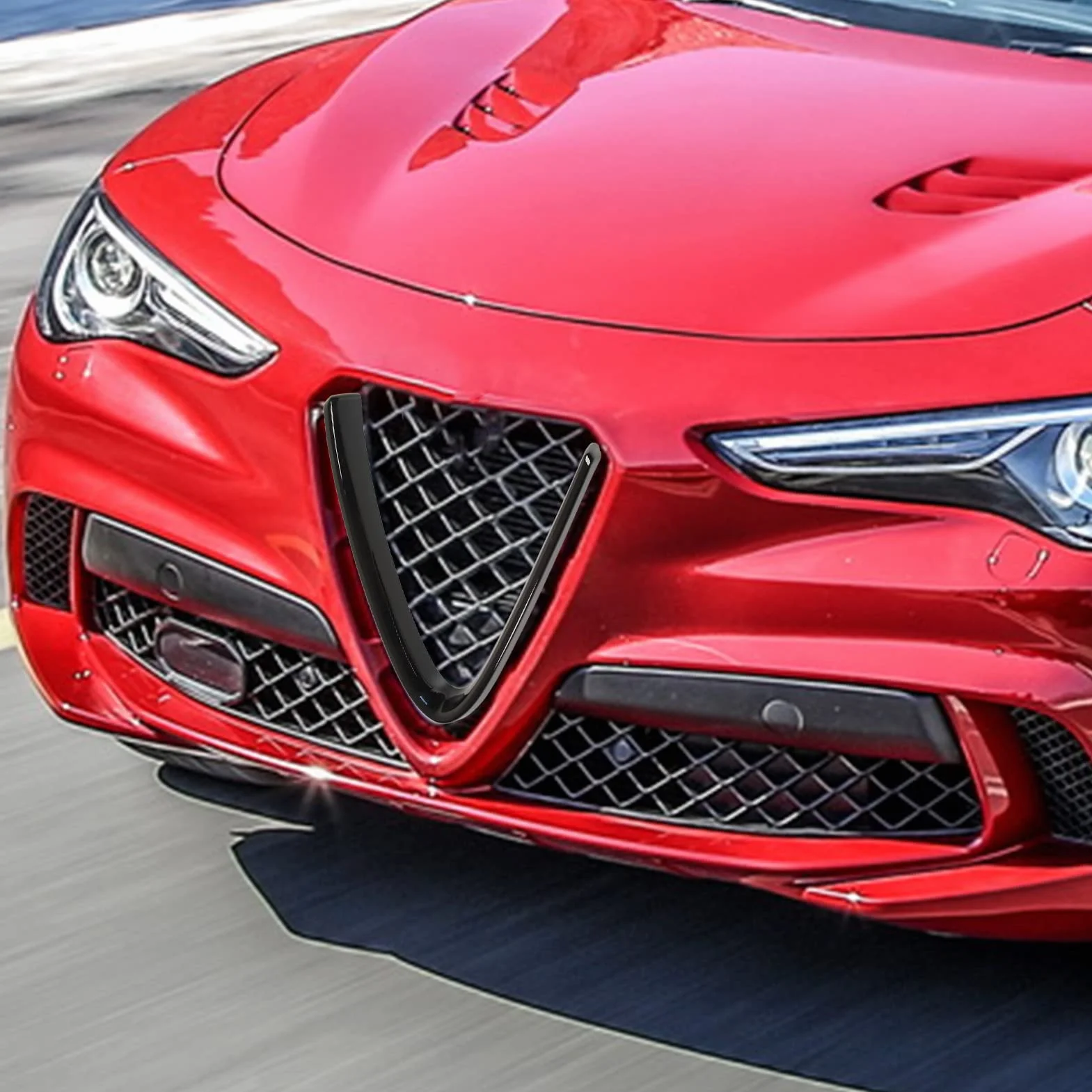 Rama Przedniego Grilla do Alfa Stelvio, Czarna Błyszcząca, Odporna na Zadrapania