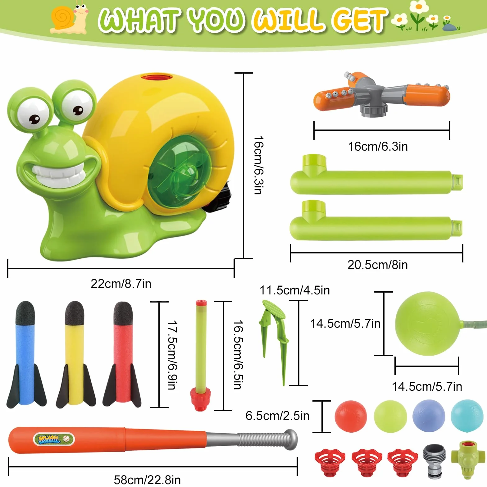 deAO Zabawka ogrodowa z funkcją natryskiwania wody i Schaumra