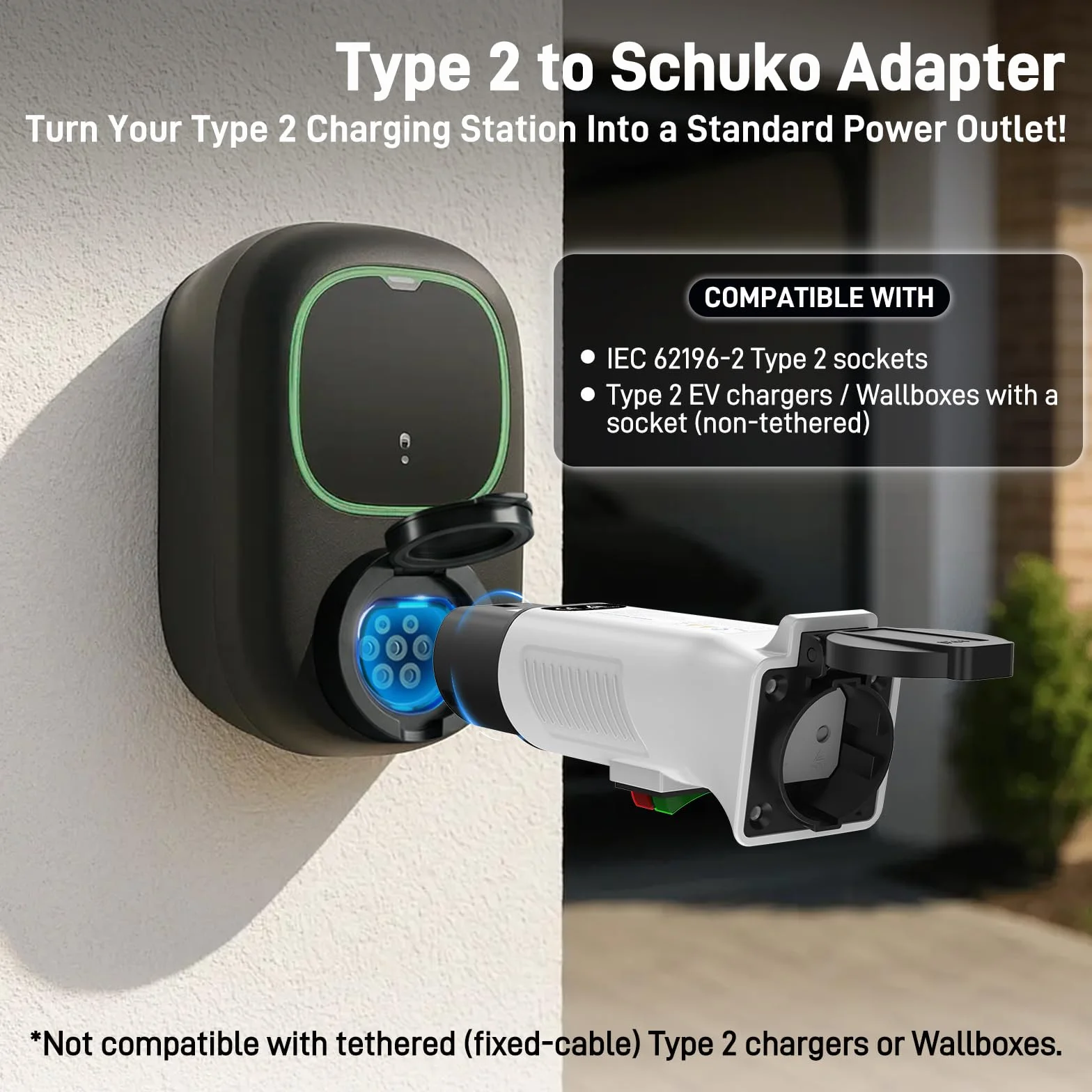 Adapter Typ 2 na Schuko 230 V 16 A IP44 do Stacji Ładowania Wallbox