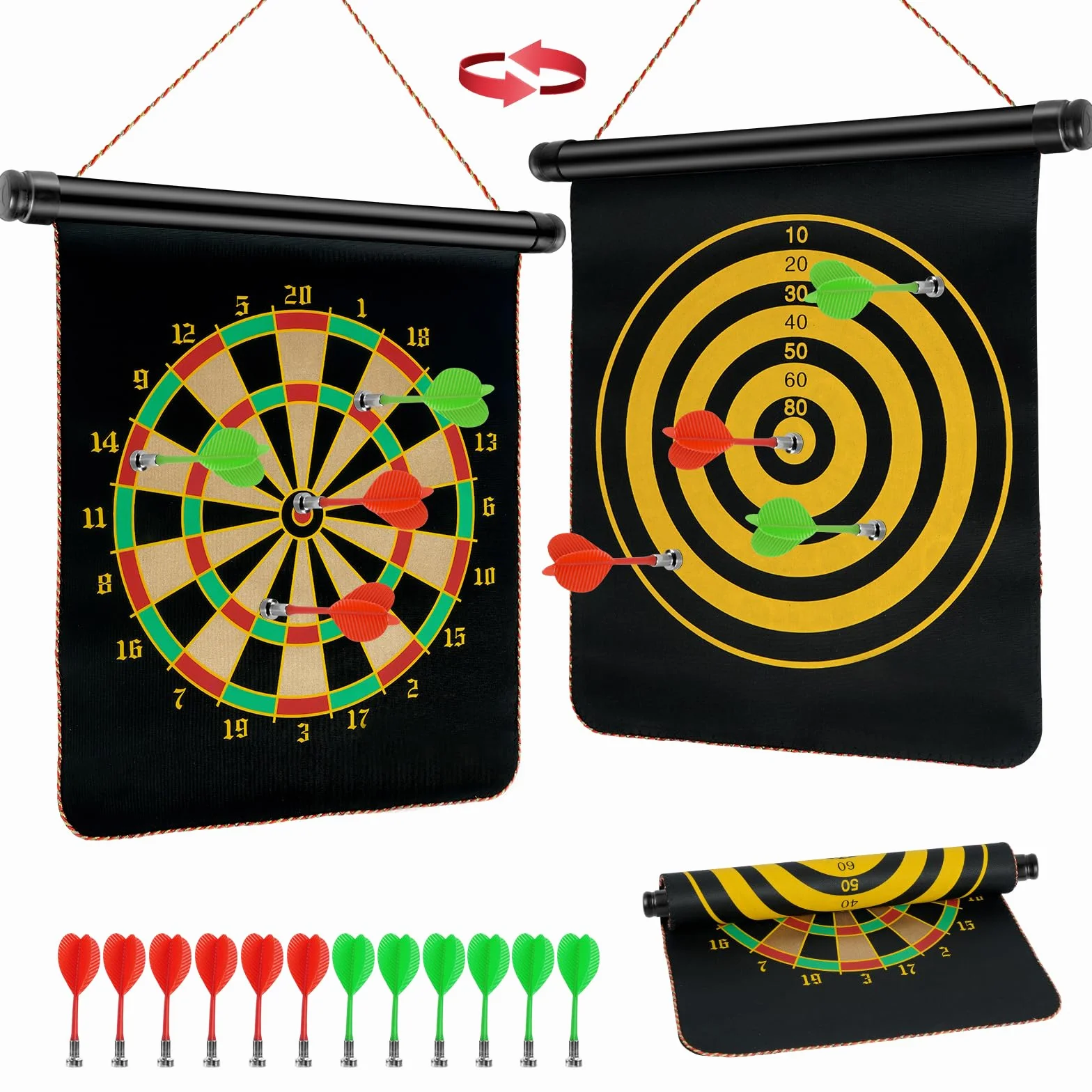 flintronic Magnetyczna gra planszowa do rzutek dla dzieci, 12"/15"/17" wisząca tablica do rzutki dla dzieci z 14 rzutkami, do rodzinnych gier wewnątrz i na zewnątrz