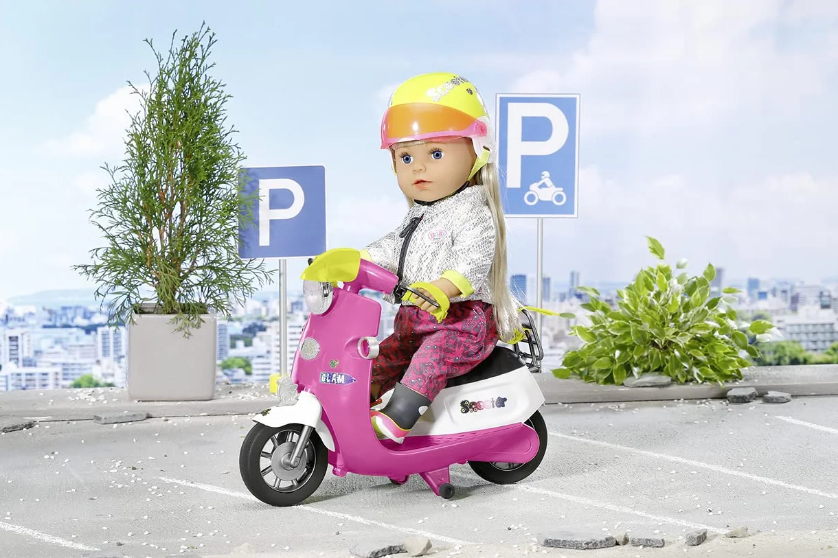 BABY born City RC Glam-Scooter, zdalnie sterowana hulajnoga dla lalek z funkcją oświetlenia, 830192 Zapf Creation