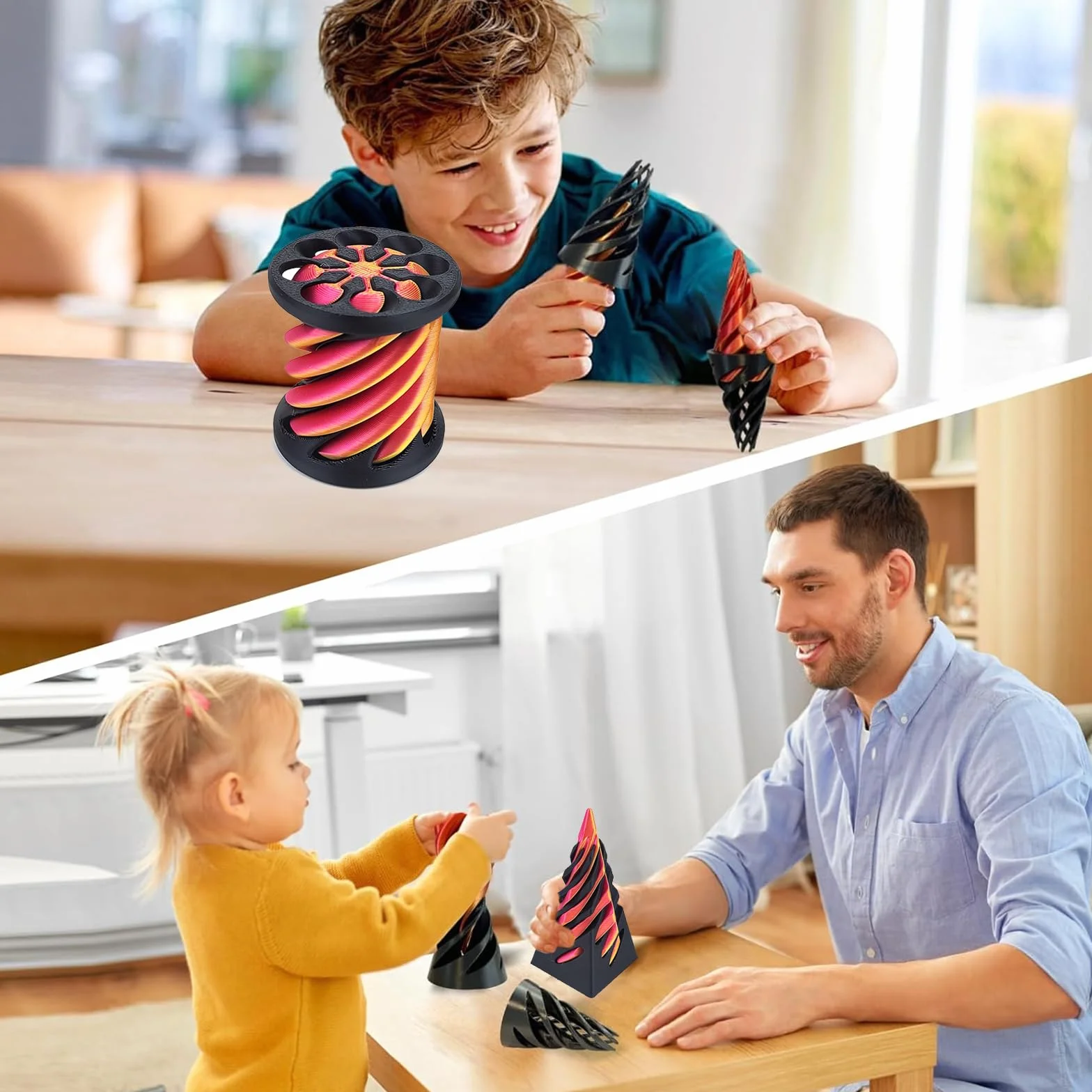 Spiral Cone Fidget Toy (3 szt.) ,The Impossible Cone – niemożliwa spiralna zabawka 3D do redukcji stresu, spiralna zabawka dekompresyjna 3D dla dorosłych i dzieci