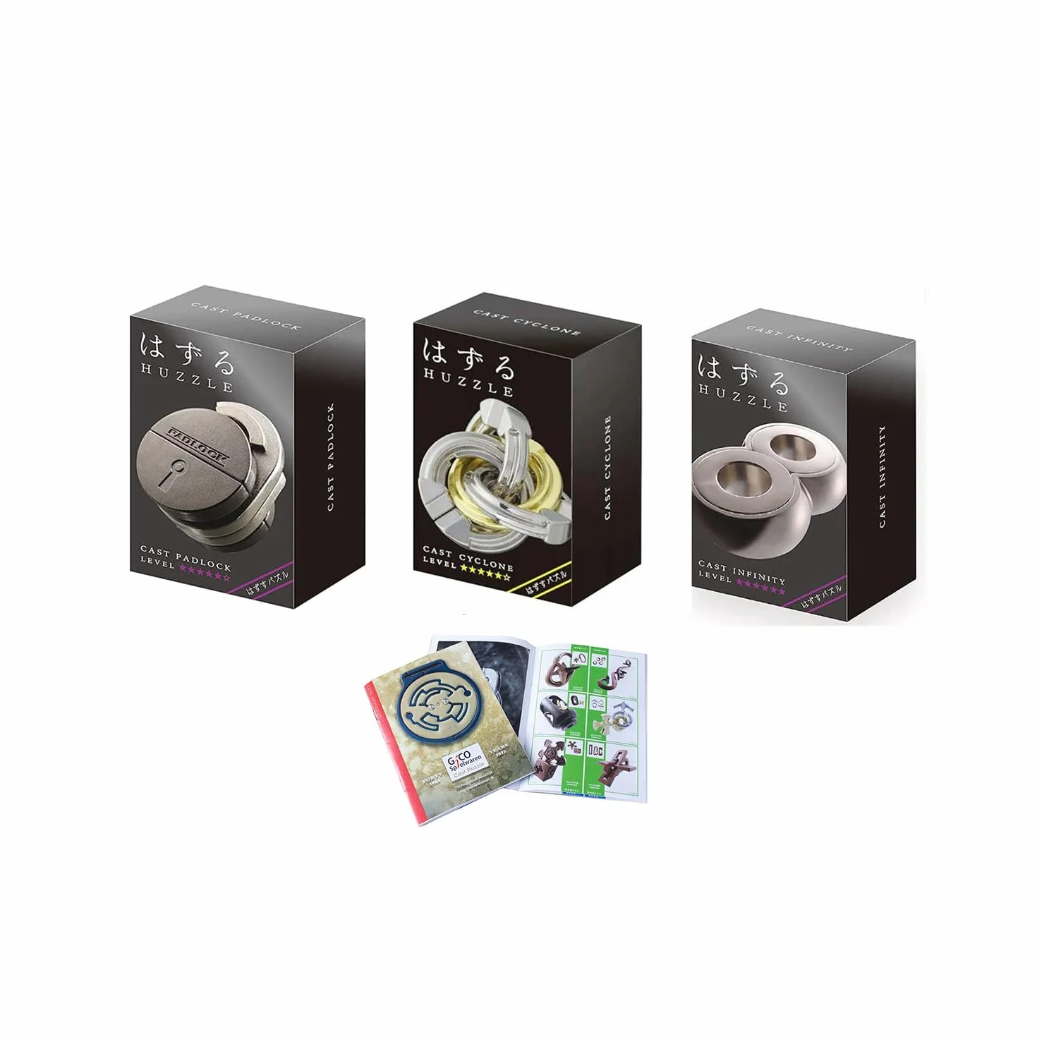 Cast Huzzle zestaw puzzli nr 13, Padlock, Cyclone, Infinity - SG 5,6 + Cast Huzzle ulotka produktowa nr 13