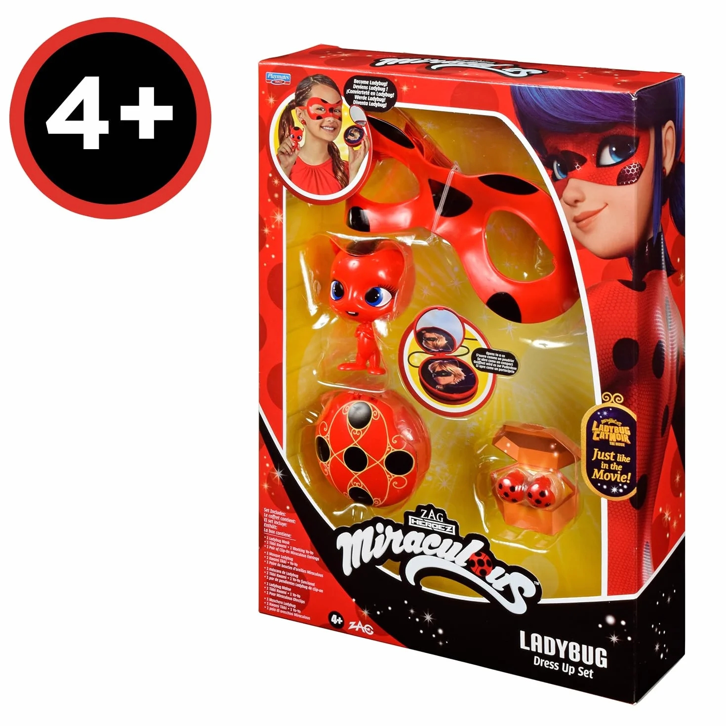 Bandai Cudowna biedronka - zestaw transformacyjny - kostium biedronka - maska, Yoyo, kolczyki Tikki Kwami, kostium i akcesoria, cud, zabawka dla dzieci w wieku 4 lat i starszych, P50604