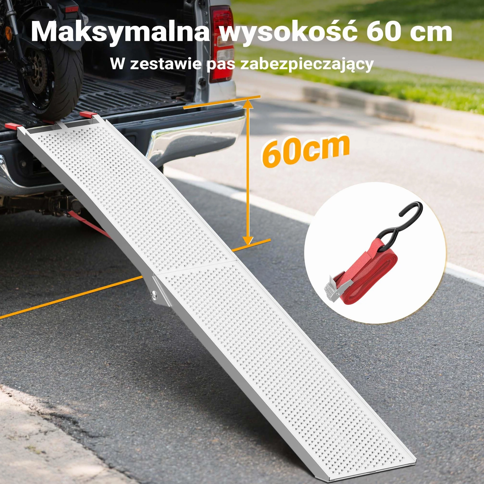 Wiltec Składany najazd aluminiowy 215 cm 340 kg do quadów i motocykli