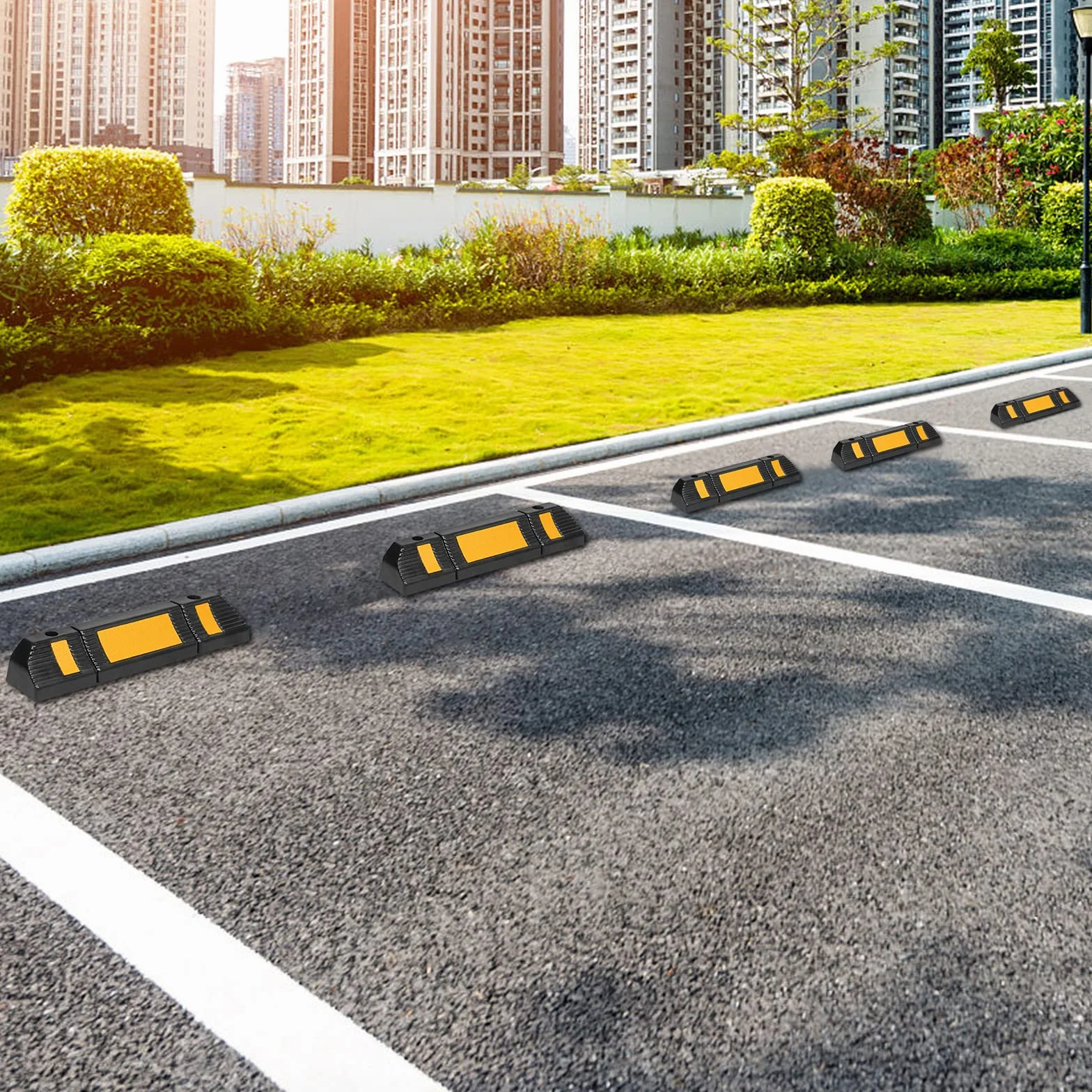 YRHome Ogranicznik Parkingowy Gumowy Stoper do Kół 60 cm Ochrona Przed Najechaniem