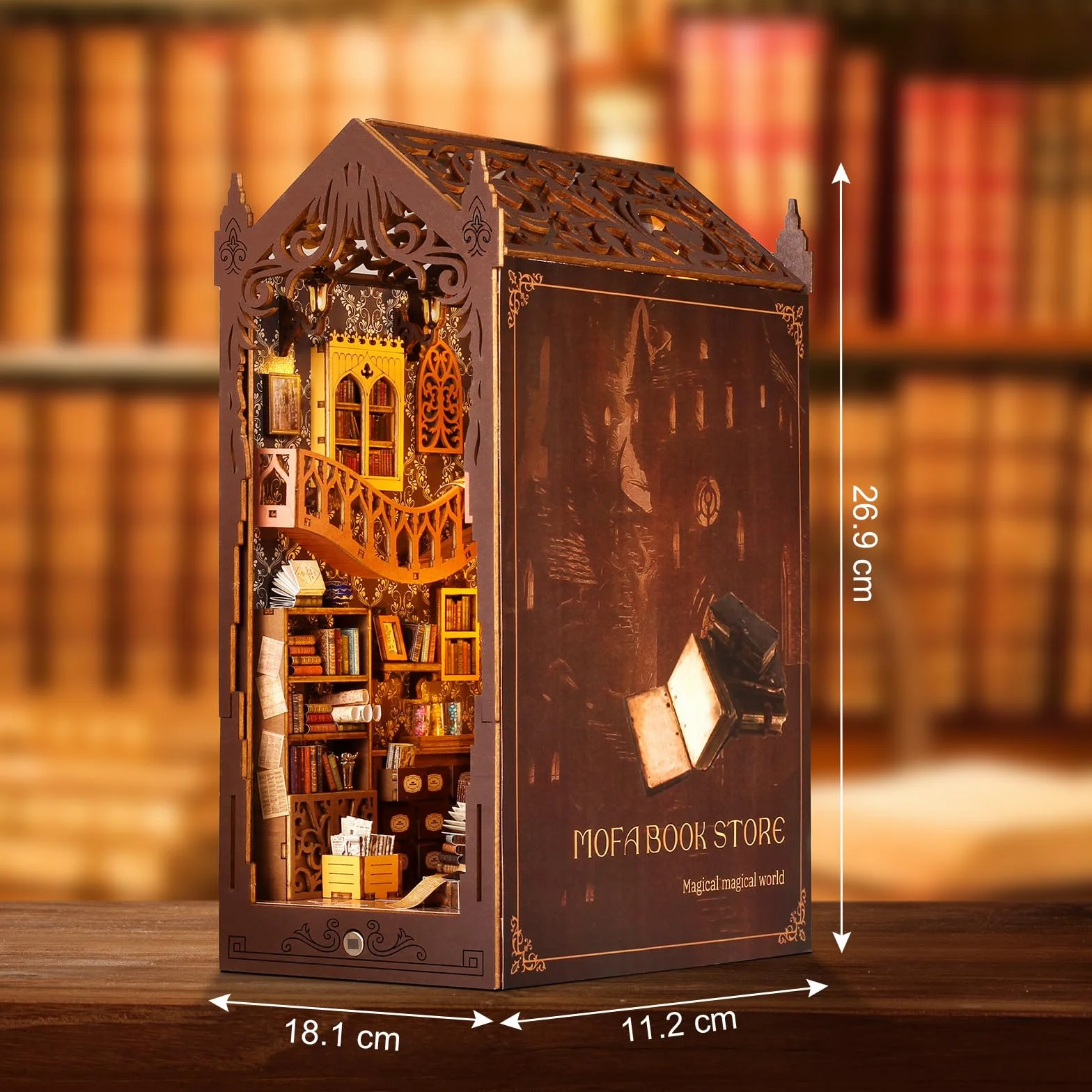 Zestaw do samodzielnego wykonania, miniaturowy domek dla lalek z oświetleniem LED, drewniana wkładka do puzzli 3D, idealna dla nastolatków i dorosłych, magiczna książka
