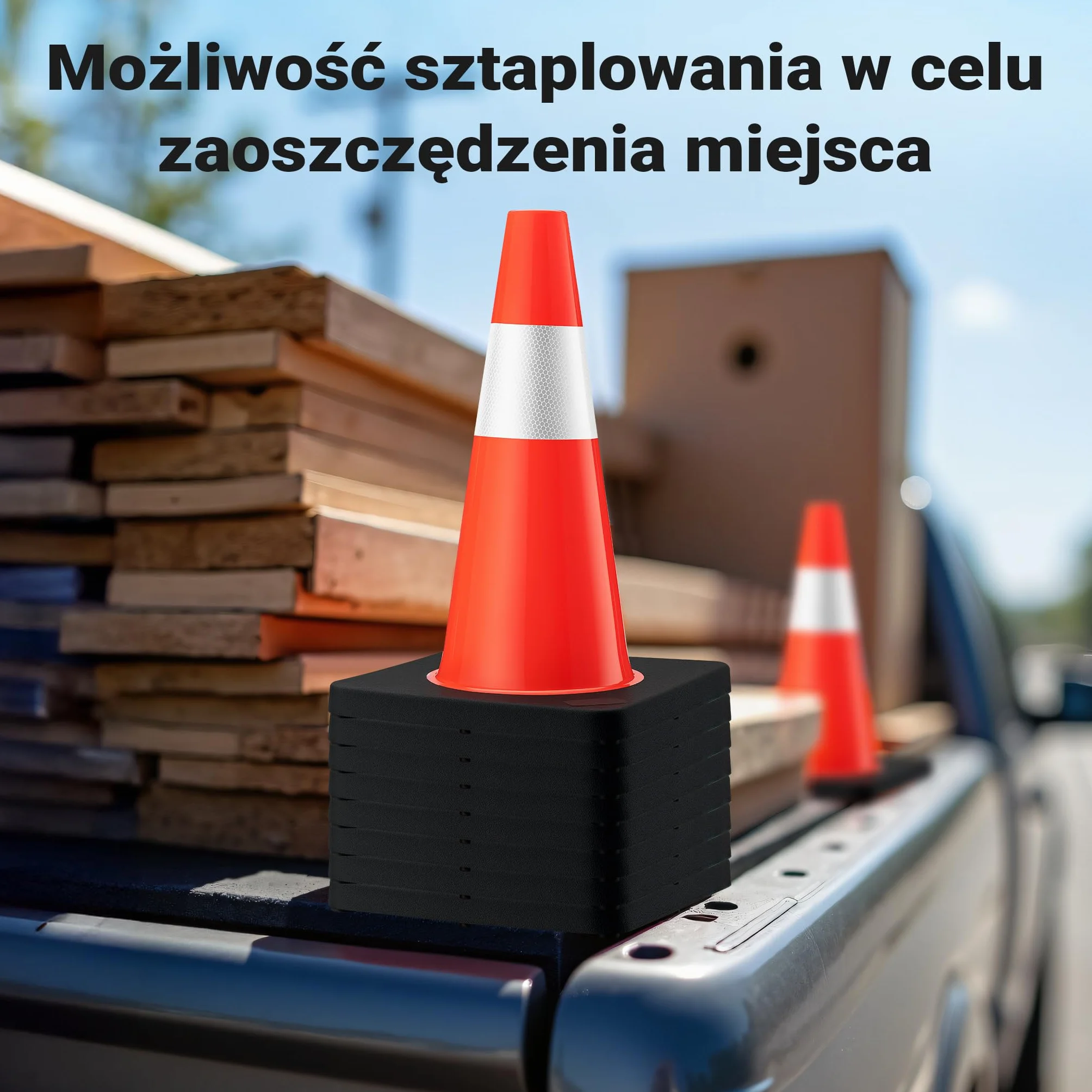 Wiltec Pachołek drogowy 45 cm pomarańczowy odblaskowy stożek ostrzegawczy PVC guma