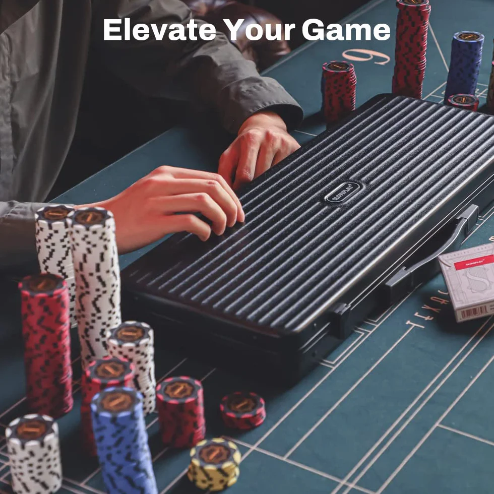 Gliniane żetony pokerowe Nash marki SLOWPLAY, 14 gramów, mieszanka gliny ceramicznej i tworzywa sztucznego, numerowane żetony z nominałami i czipy blankietowe(50)